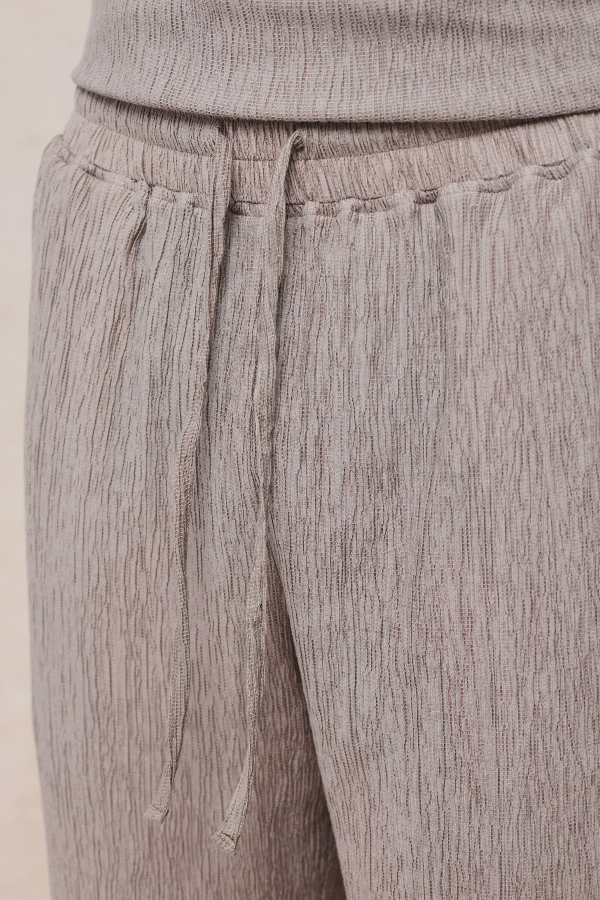 Arty Crinkled Elasticated Waistband Trouser - Mushroom