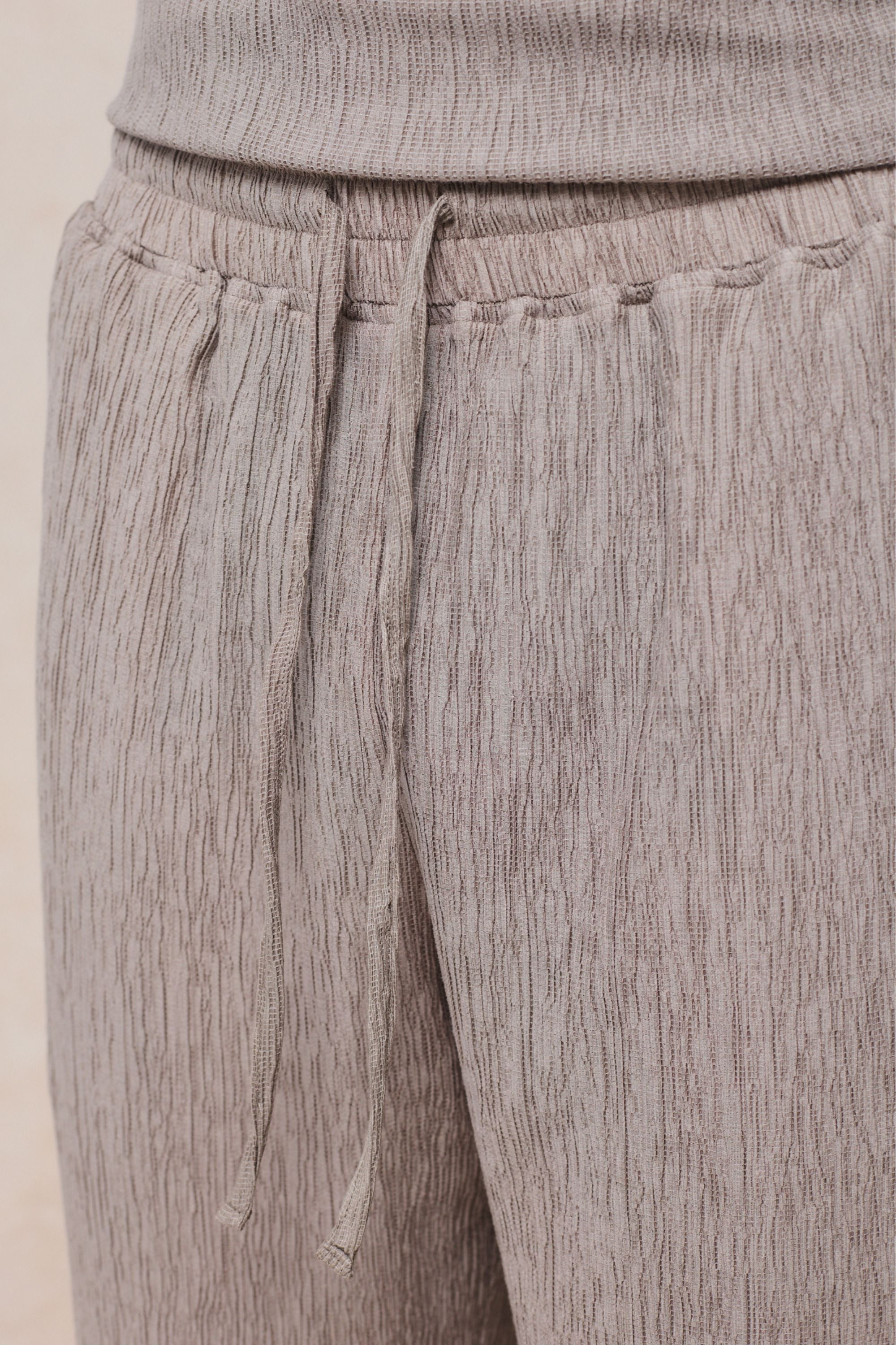 Arty Crinkled Elasticated Waistband Trouser - Mushroom