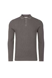 Angus Rib Knit Polo - Mushroom