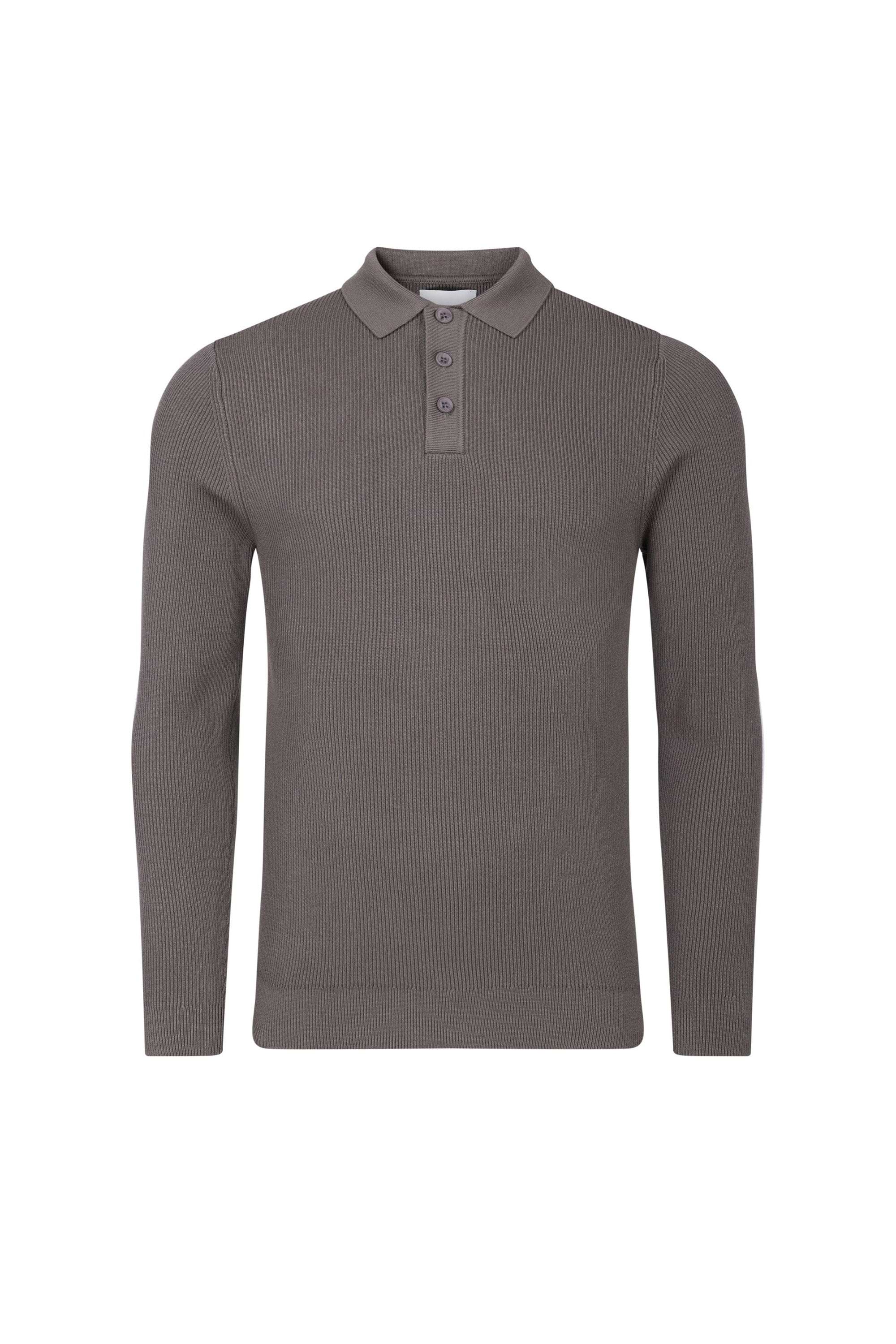 Angus Rib Knit Polo - Mushroom