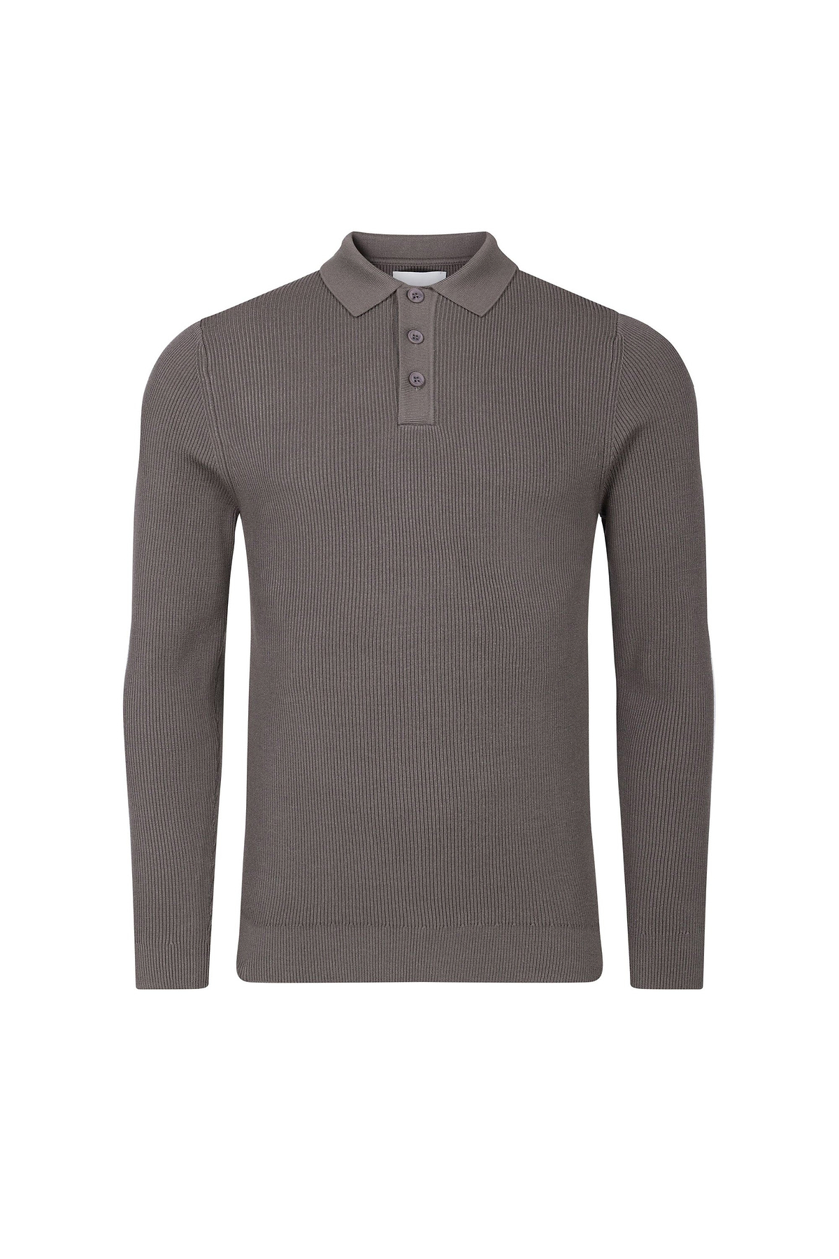 Angus Rib Knit Polo - Mushroom