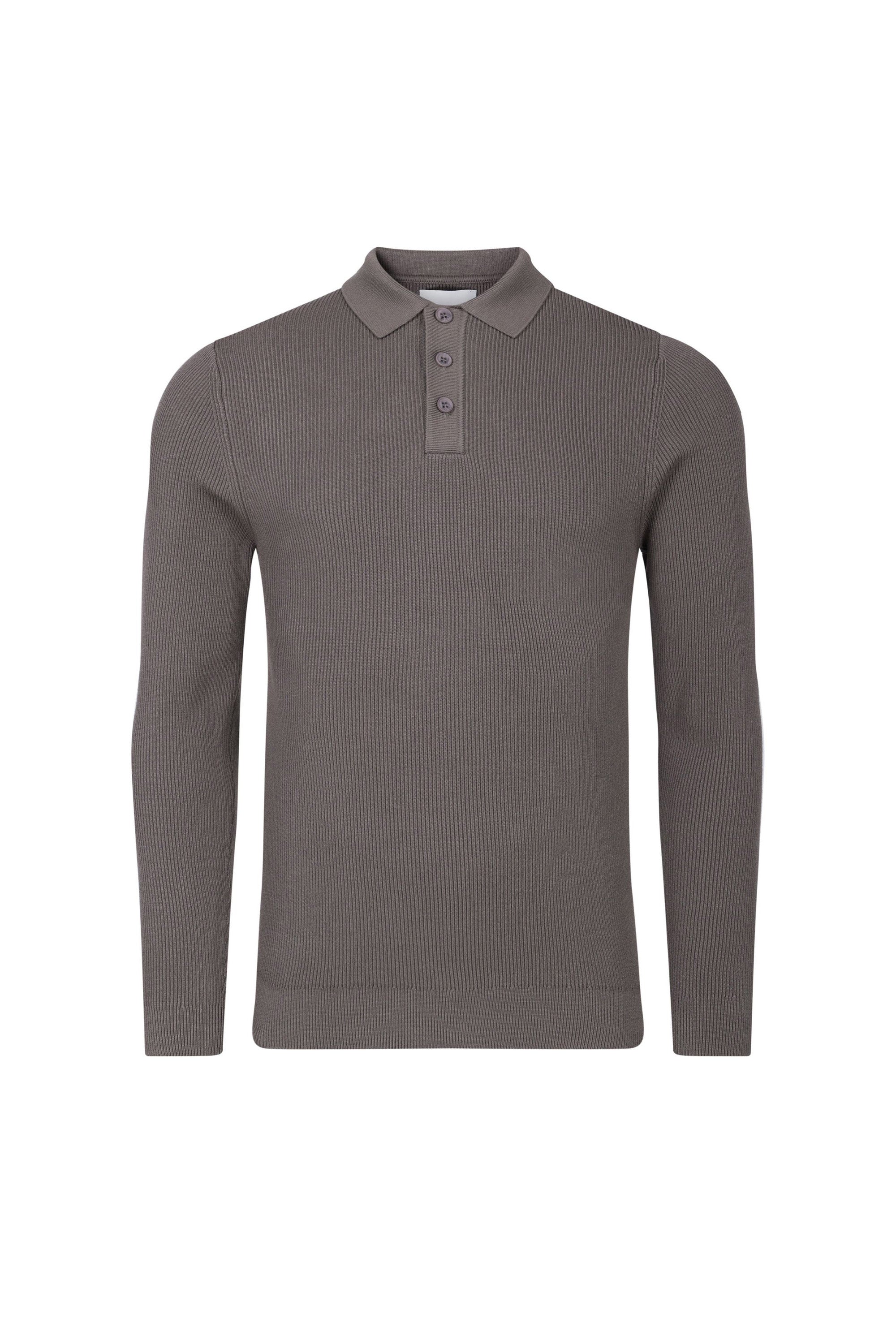 Angus Rib Knit Polo - Mushroom