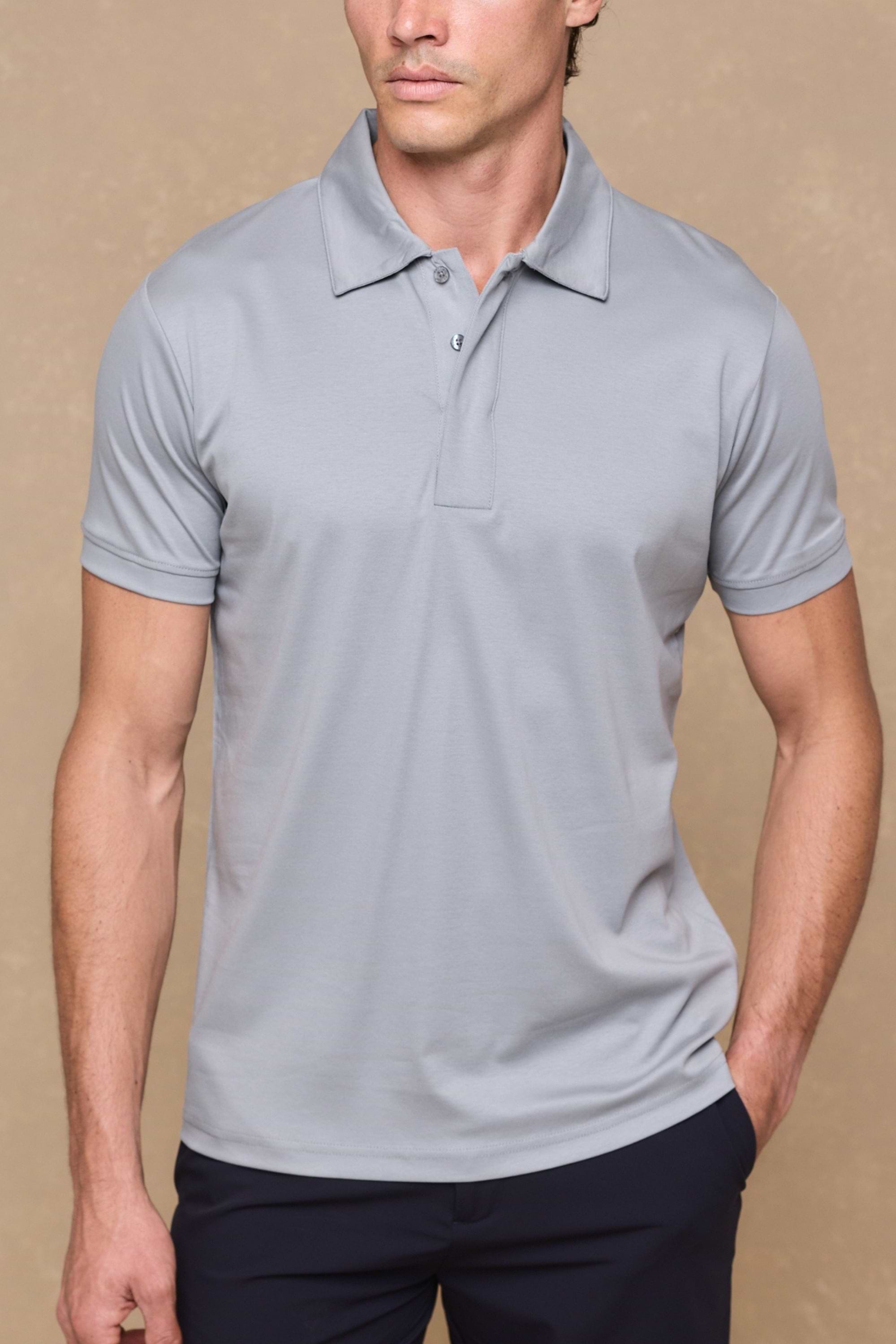 Santi Mercerised Polo Shirt - Light Pewter Blue