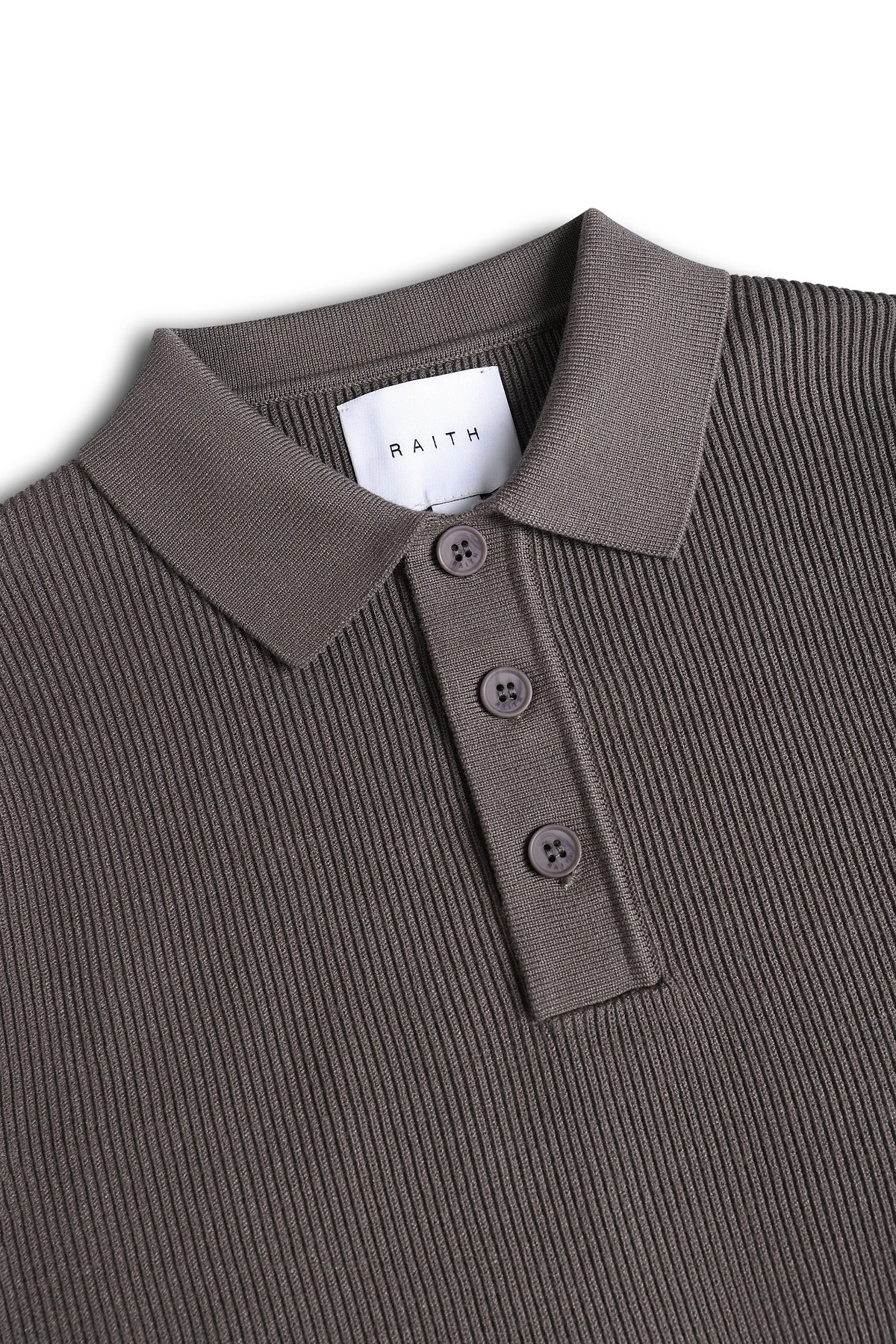 Angus Rib Knit Polo - Mushroom