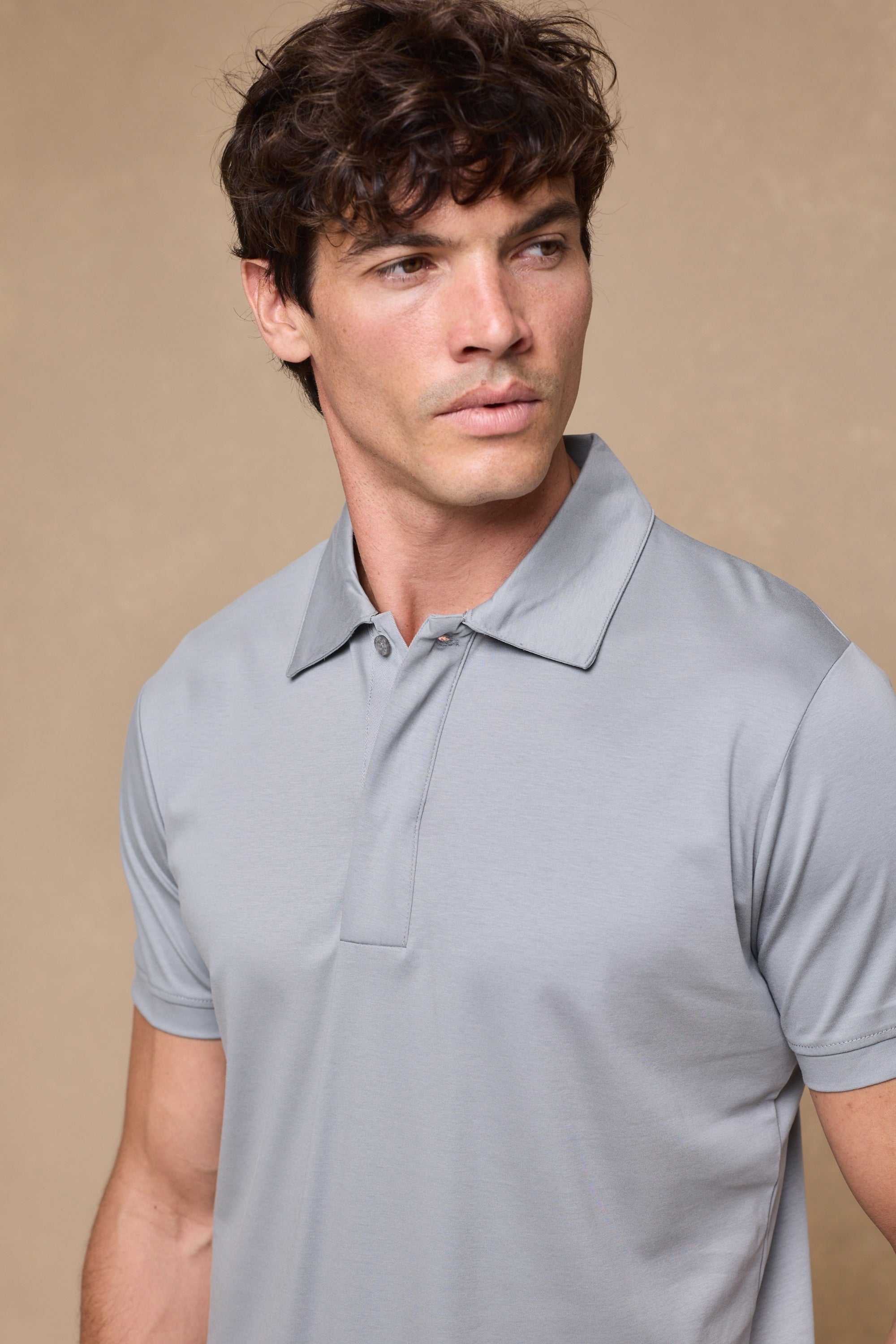 Santi Mercerised Polo Shirt - Light Pewter Blue