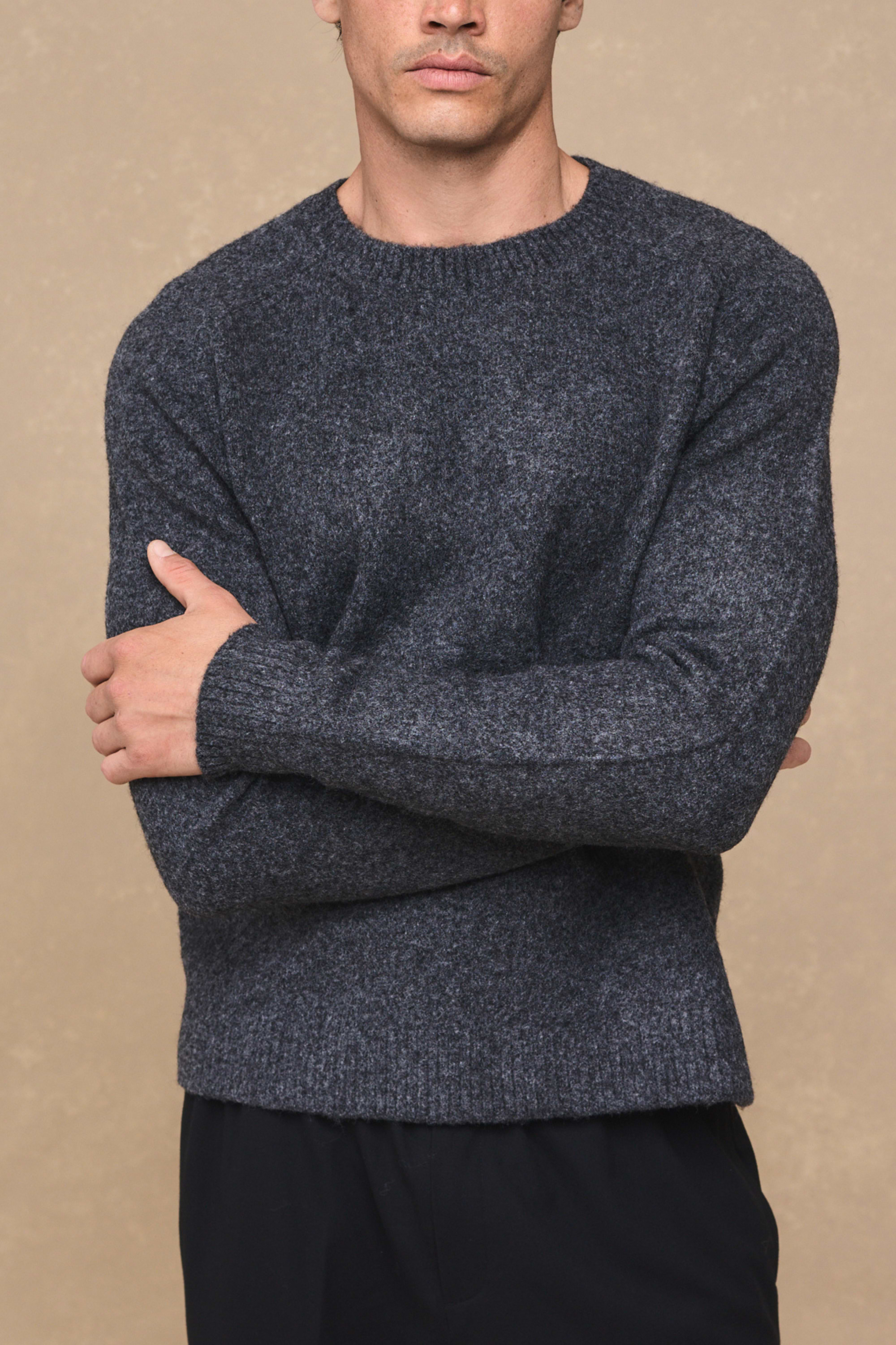 Mikkel Speckled Crew Neck Jumper - Charcoal Marl