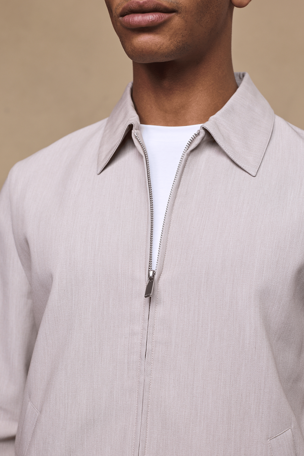 Emilio Zip Through Jacket - Oatmeal Marl