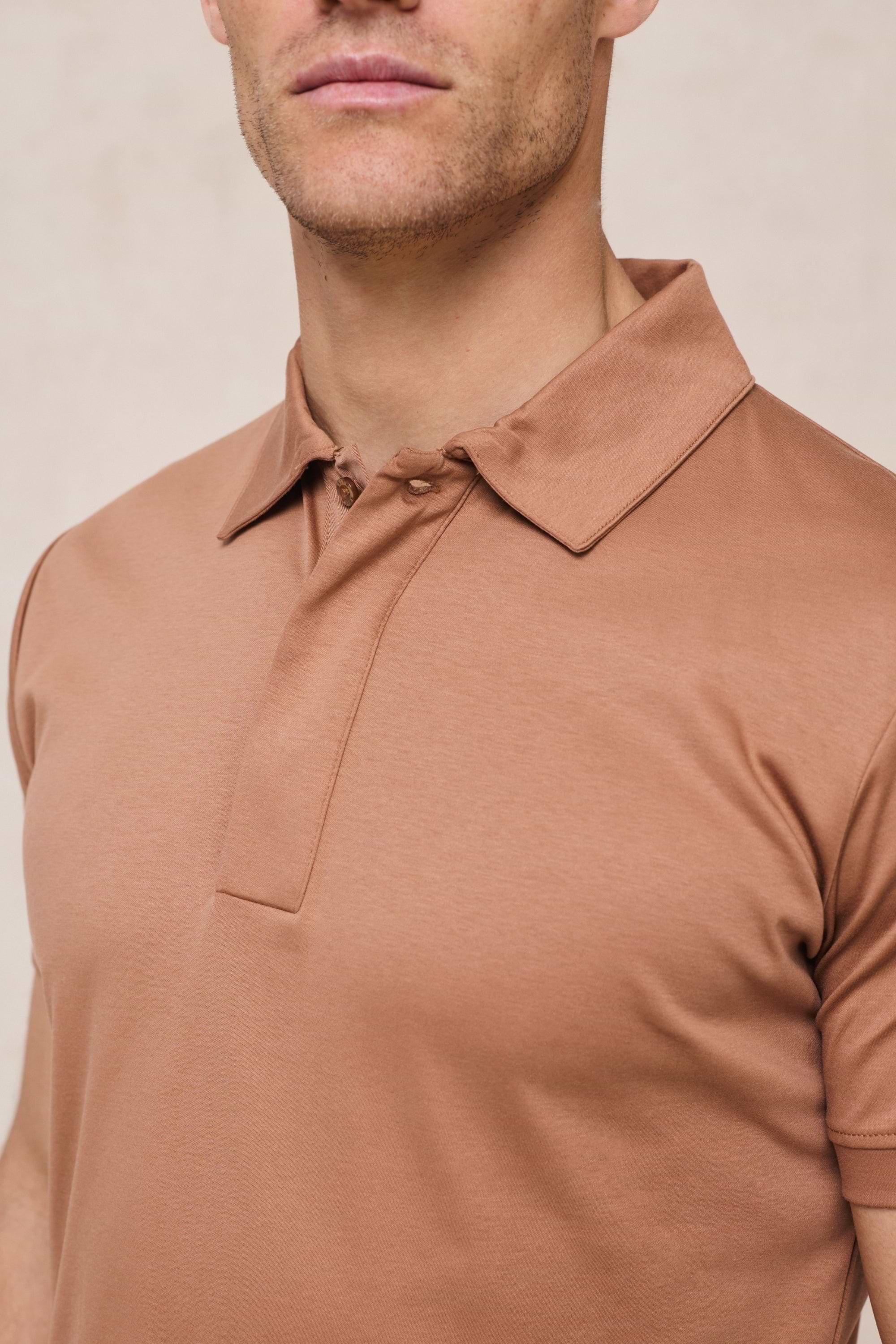 Santi Mercerised Polo Shirt - Rust Orange