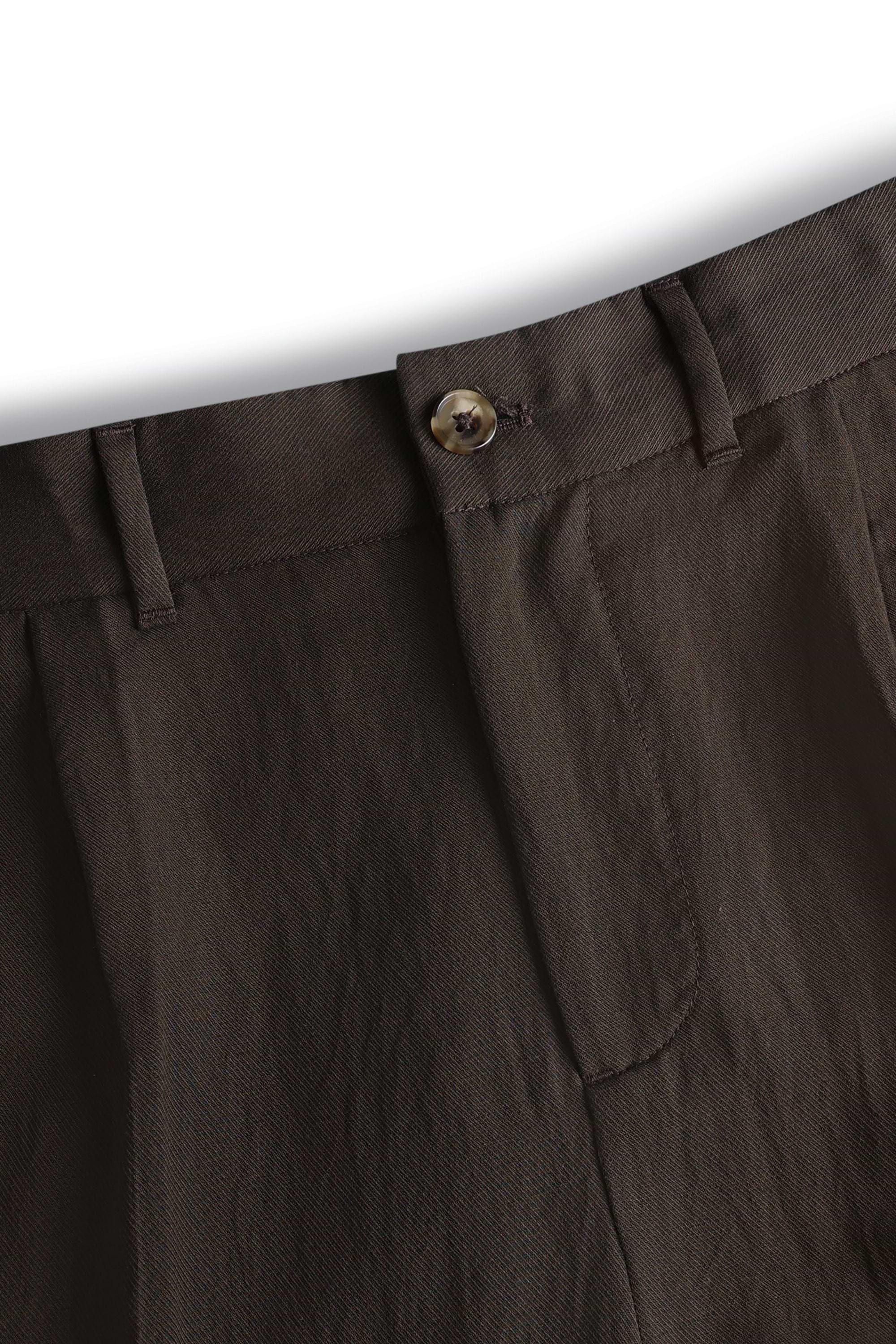 Helio Pleated Relaxed Trouser - Brown