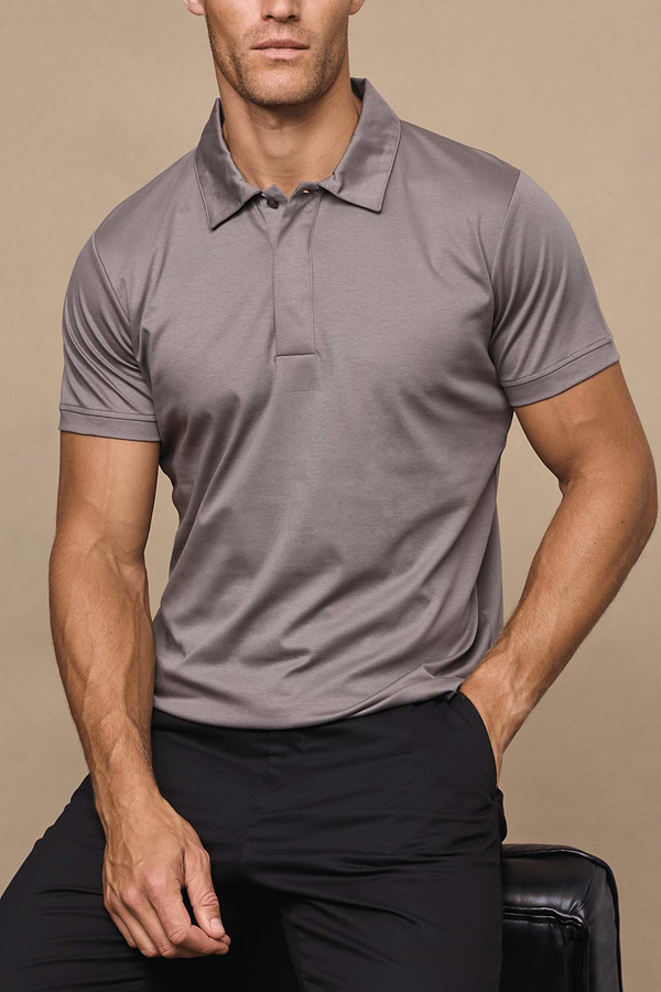 Santi Mercerised Polo Shirt - Mushroom