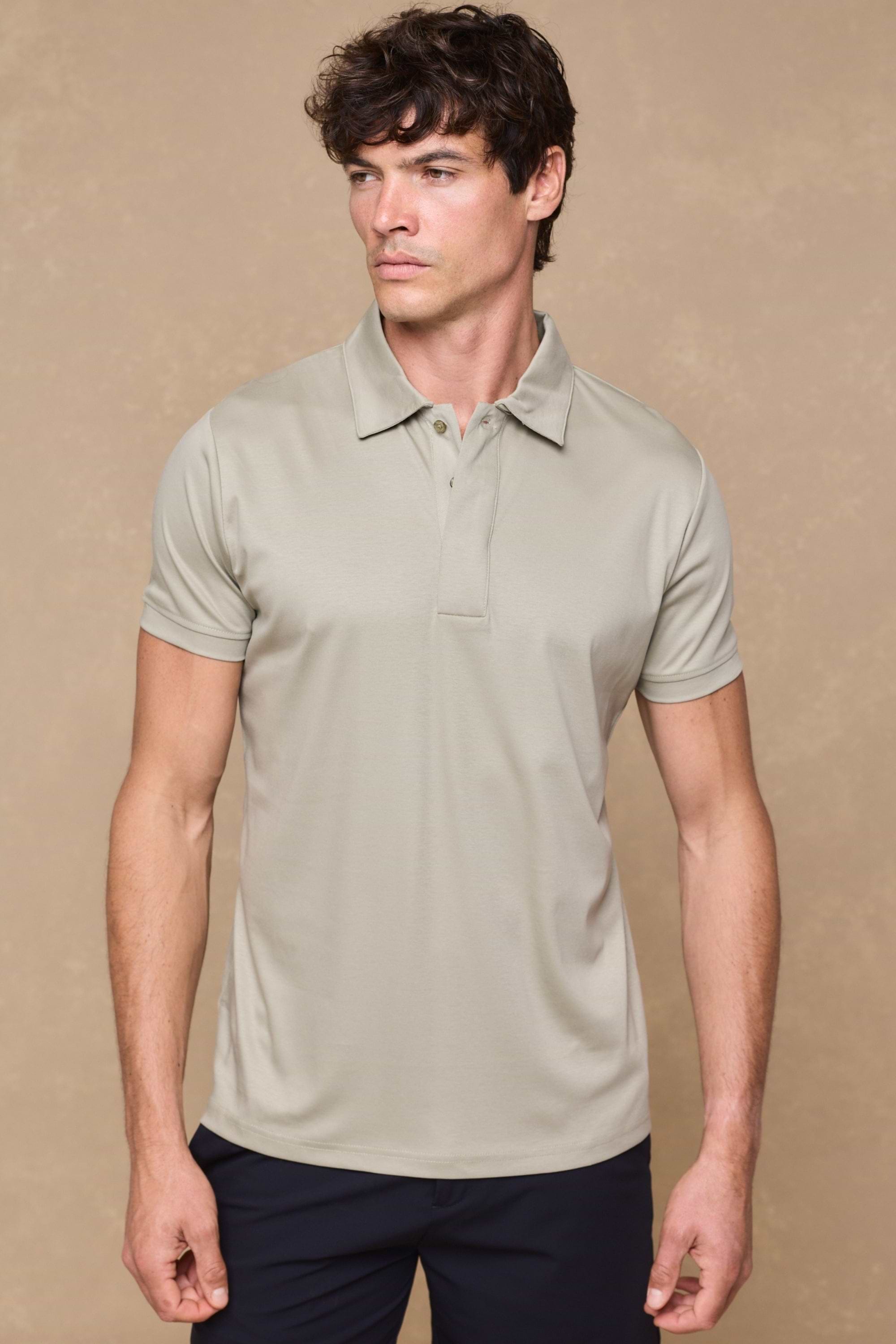 Santi Mercerised Polo Shirt - Light Sage