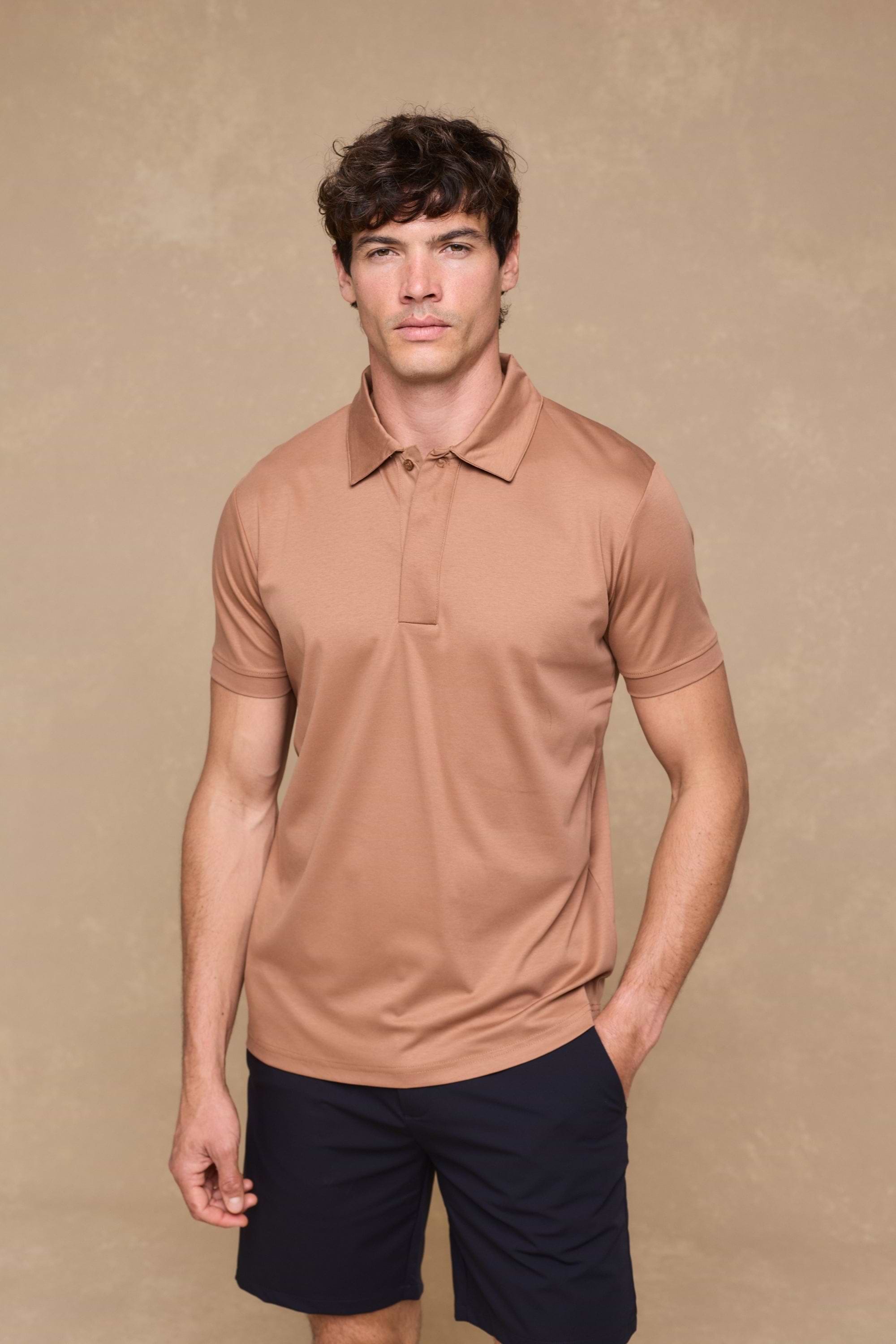 Santi Mercerised Polo Shirt - Rust Orange