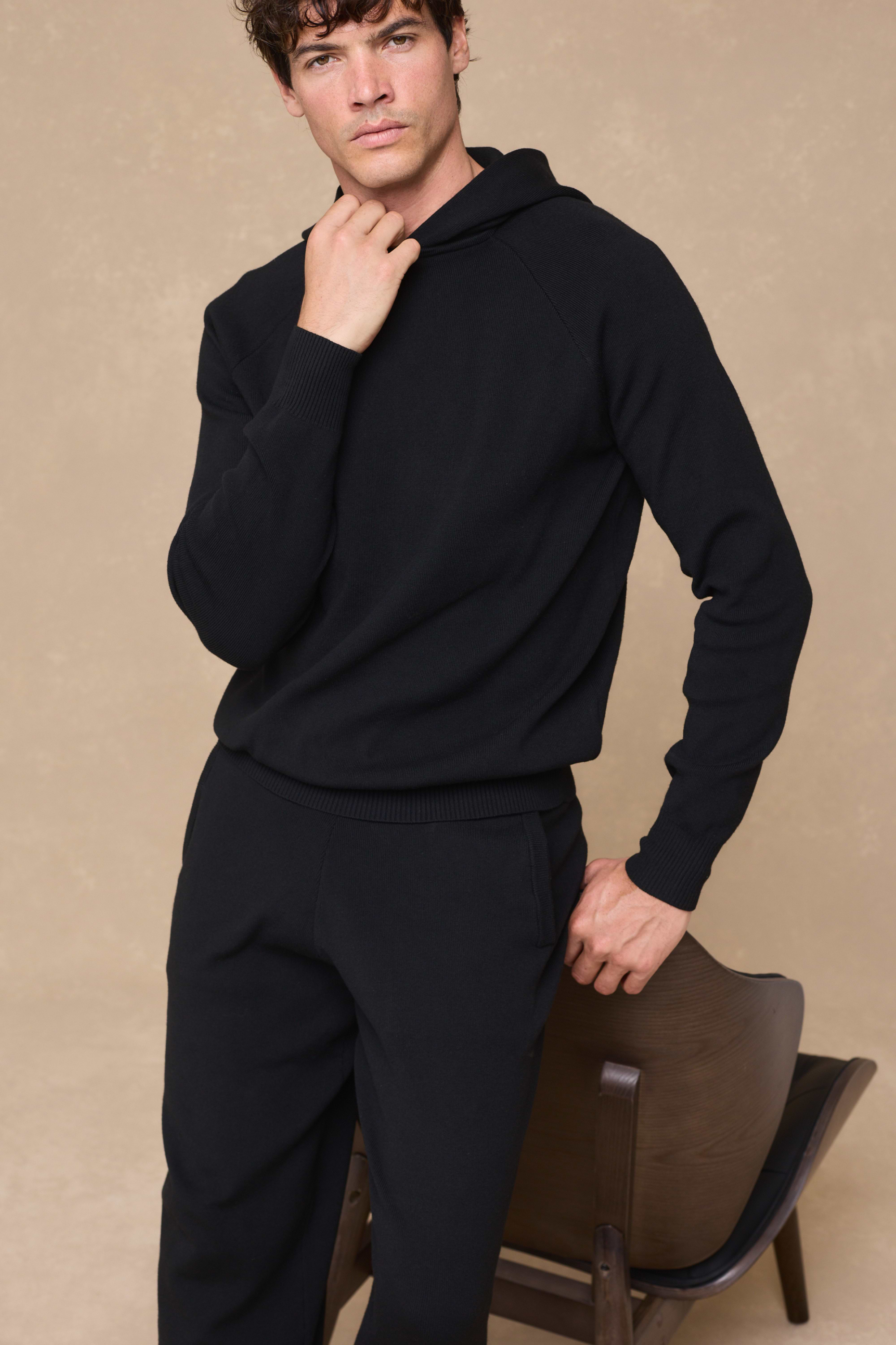 Theo Knitted Hoodie - Black
