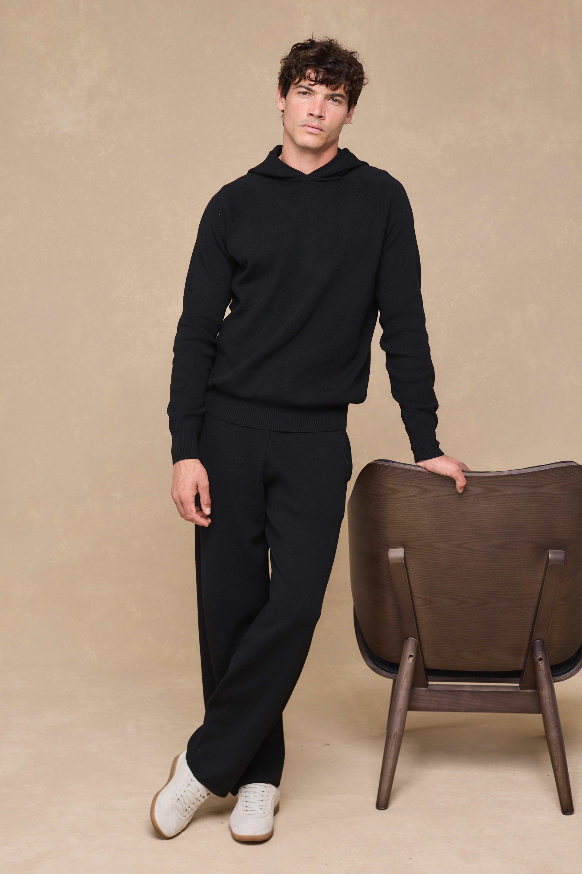 Theo Knitted Hoodie - Black