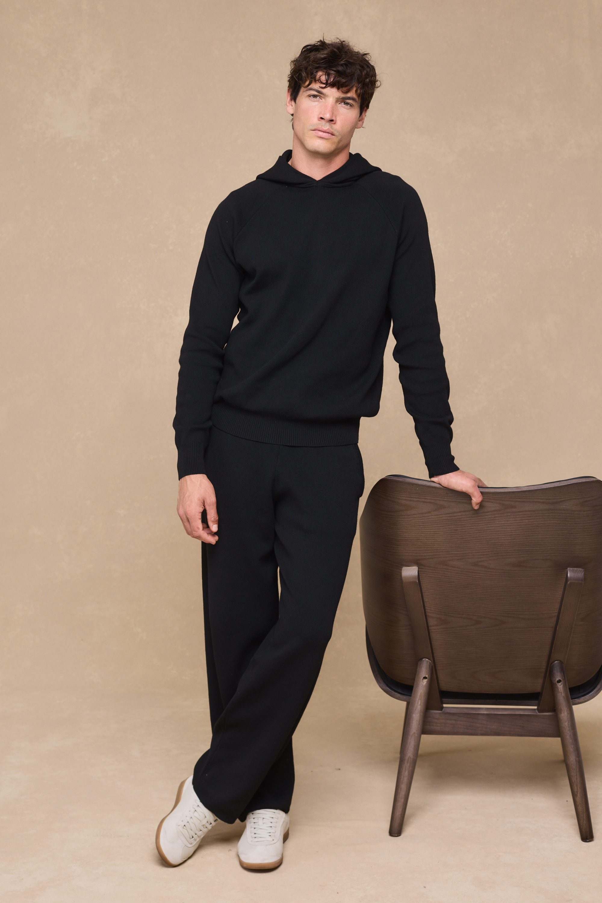 Theo Knitted Hoodie - Black