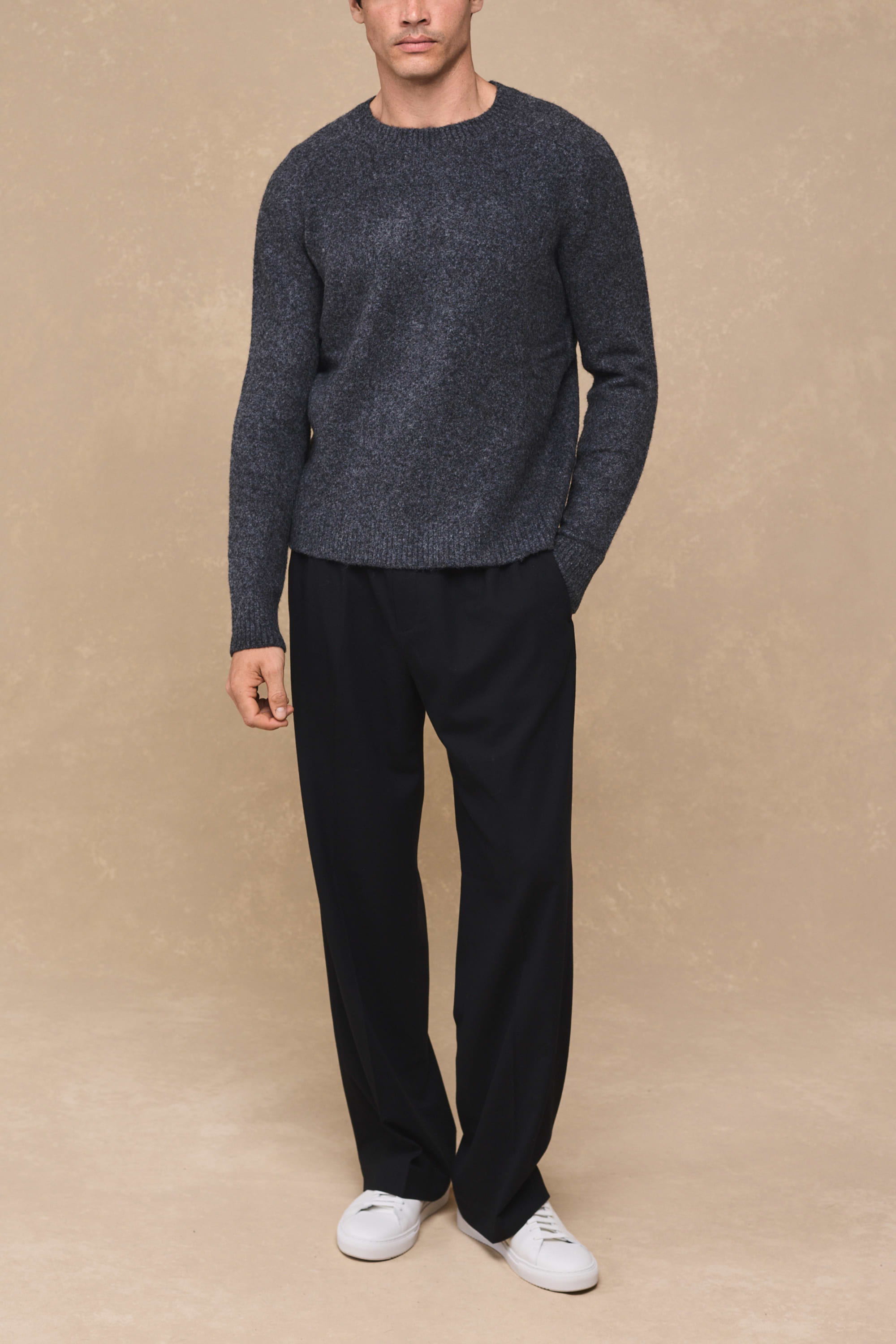Mikkel Speckled Crew Neck Jumper - Charcoal Marl