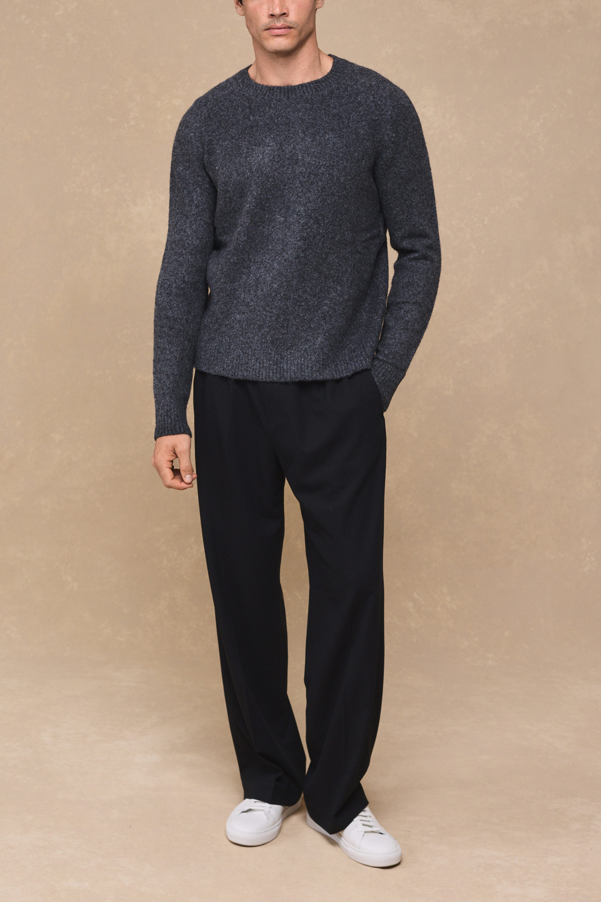 Mikkel Speckled Crew Neck Jumper - Charcoal Marl
