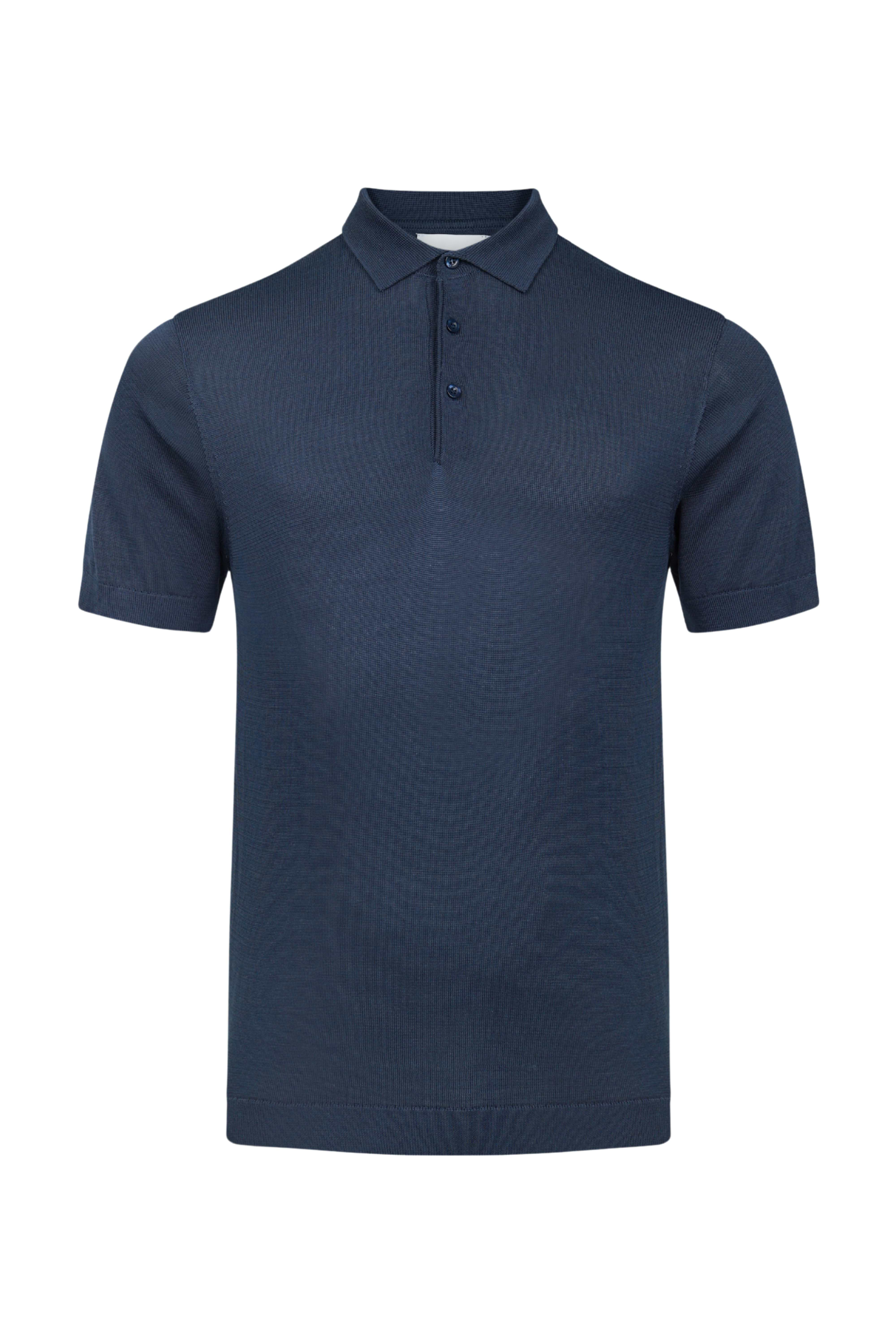 Pablo Half Placket Short Sleeve Knitted Polo - Navy