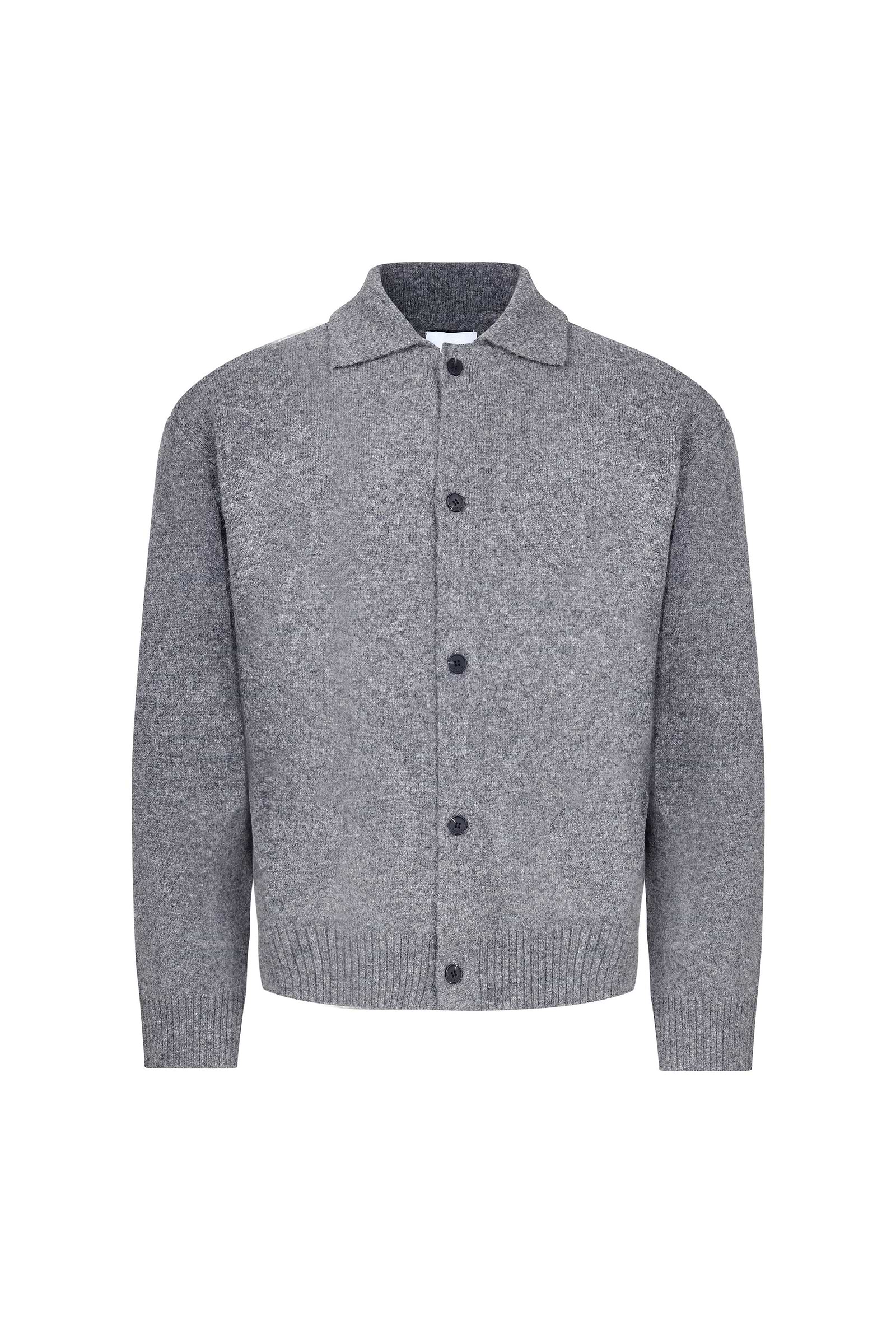 Niles Boiled Button Through Cardigan - Grey Marl