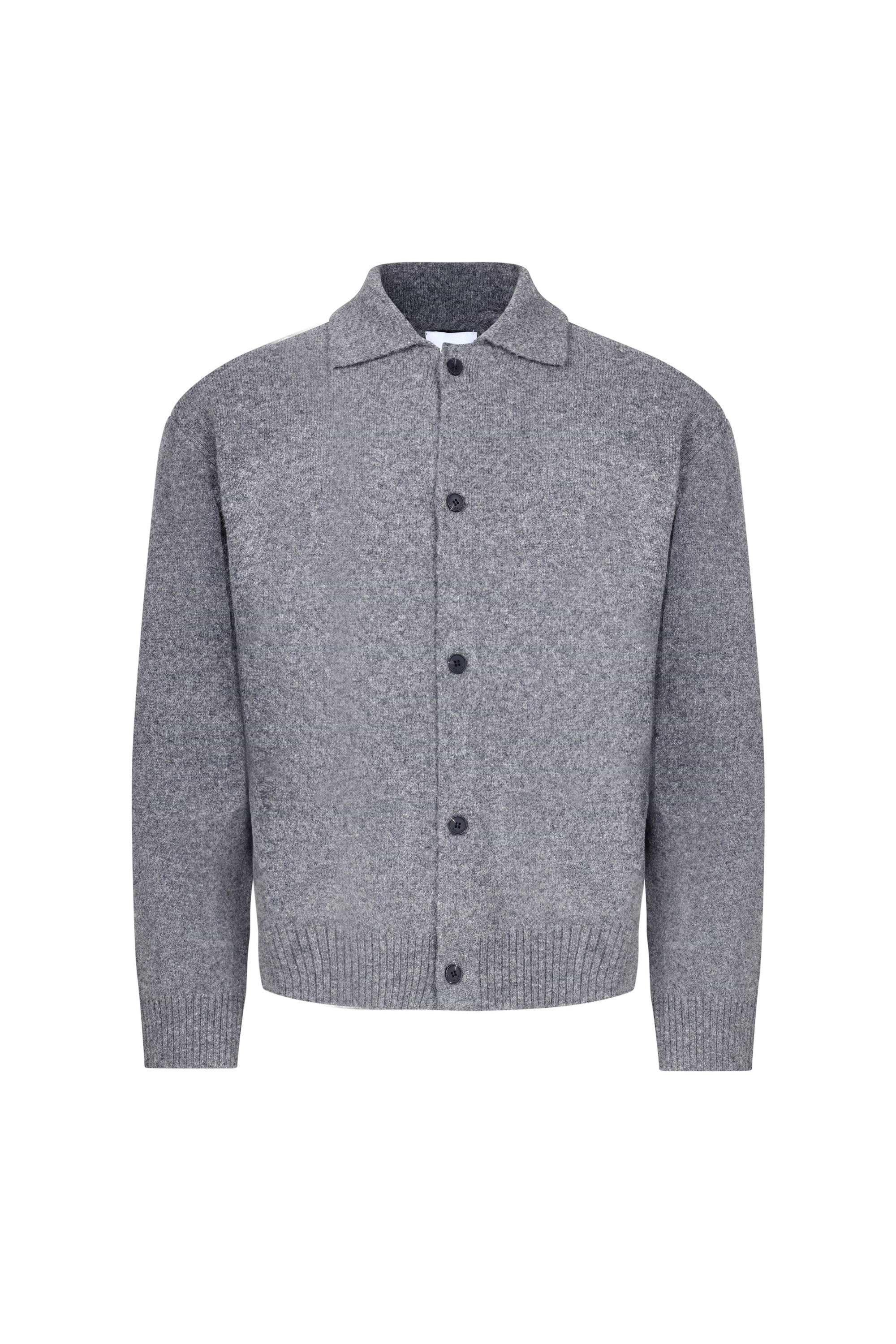 Niles Boiled Button Thru Cardigan - Grey Marl
