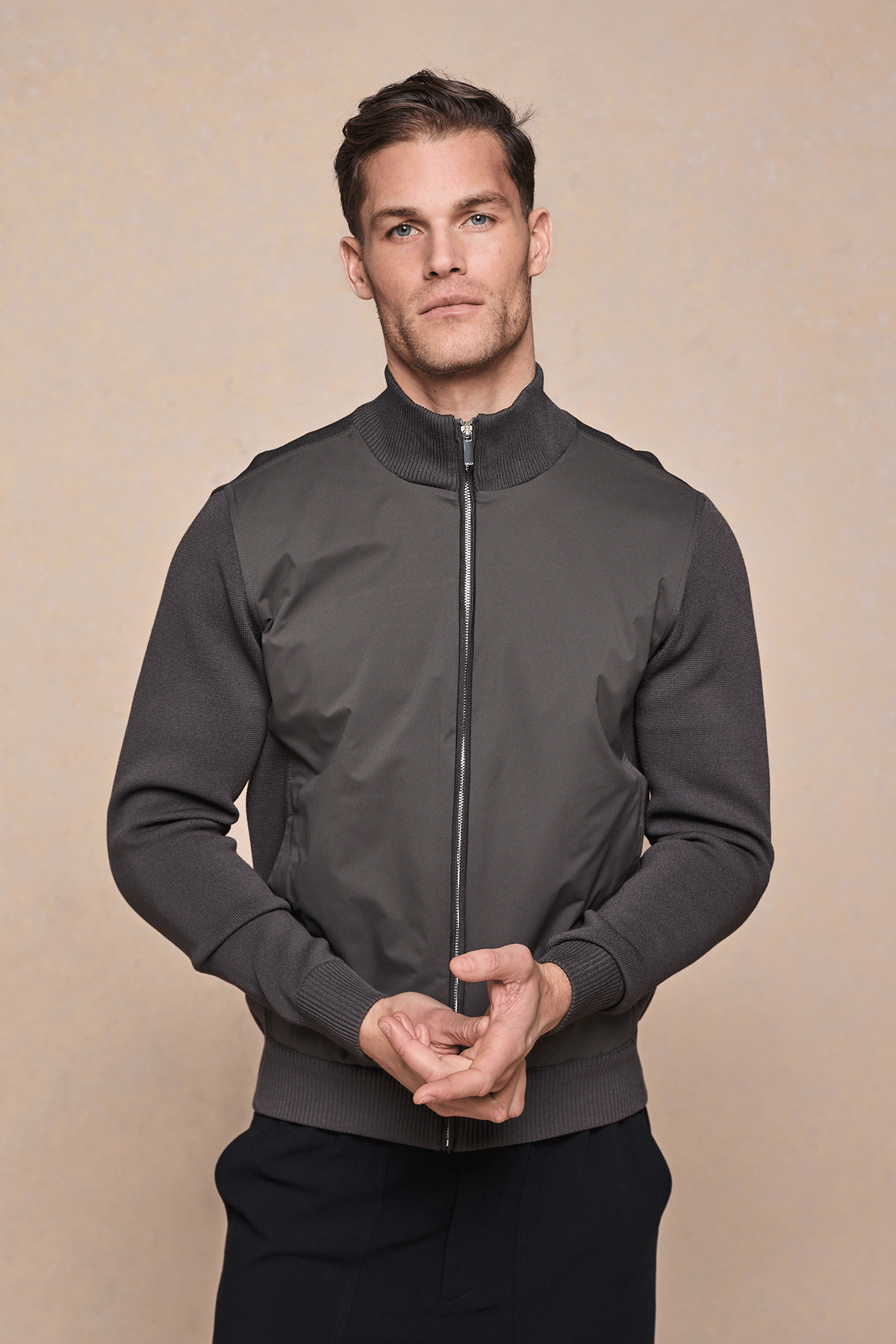 Paco Hybrid Knitted Jacket - Dark Olive