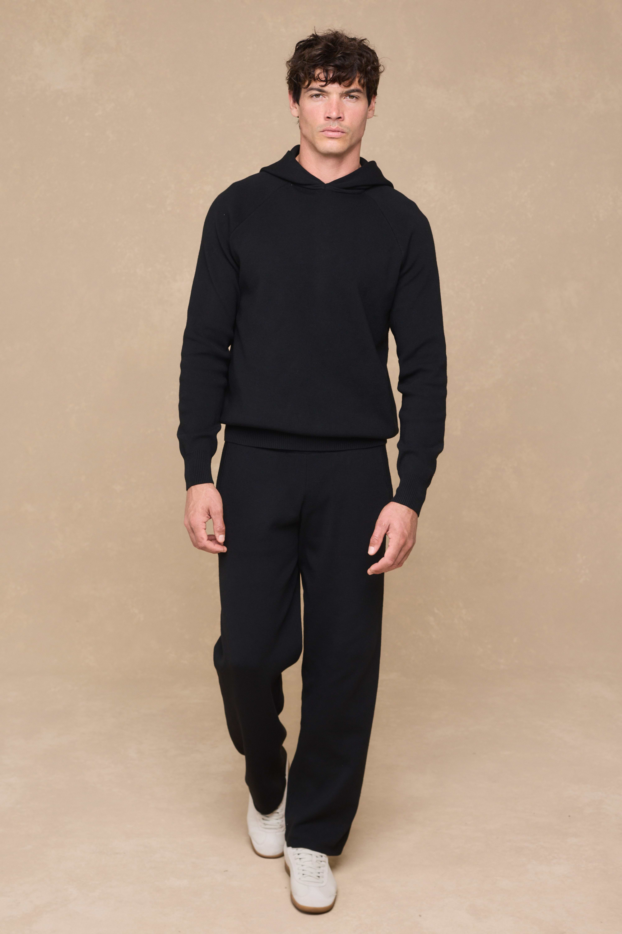Theo Knitted Hoodie - Black