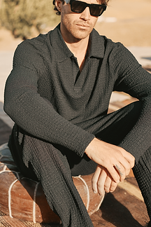 Artie Ruched Textured Trouser - Black