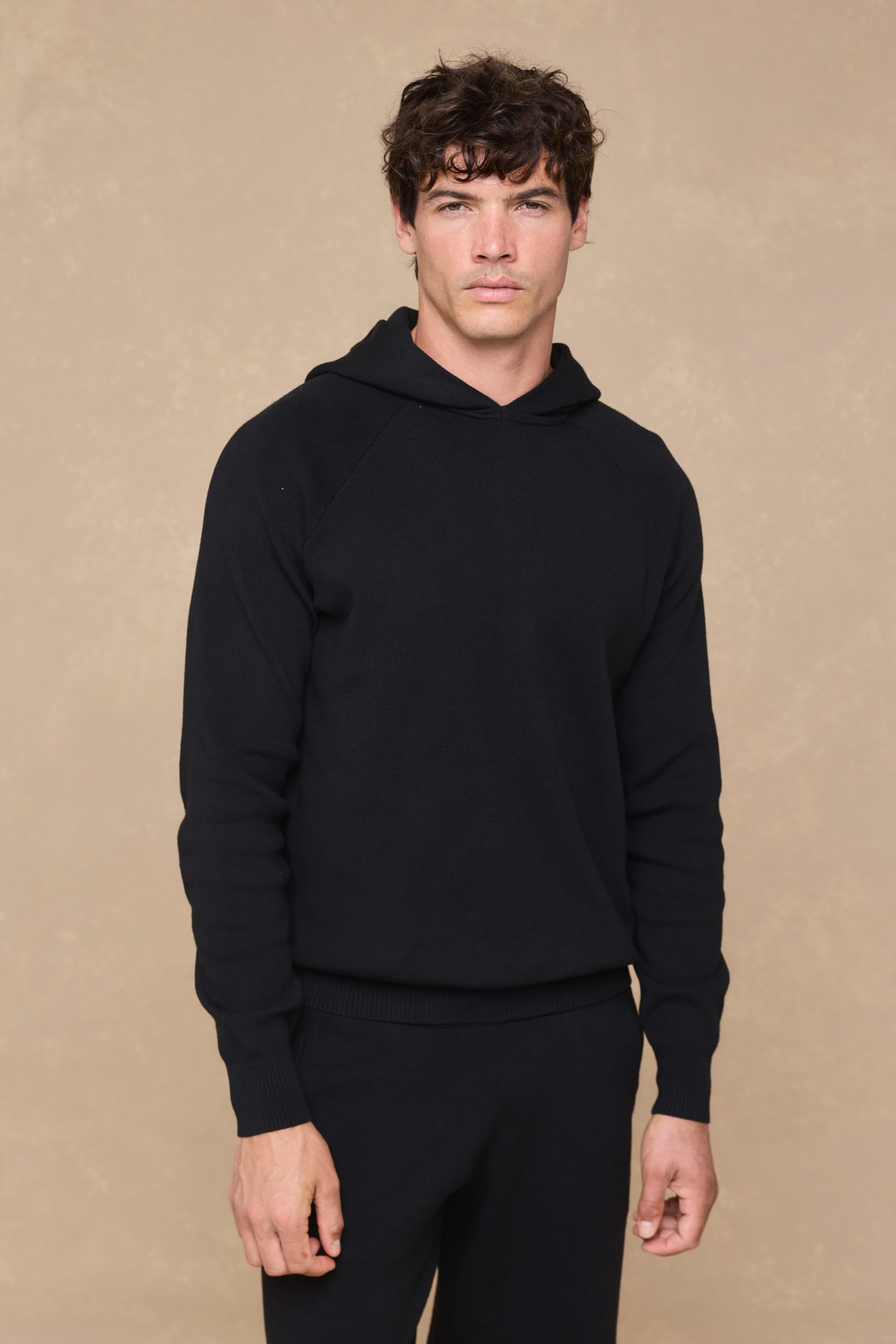 Theo Knitted Hoodie - Black