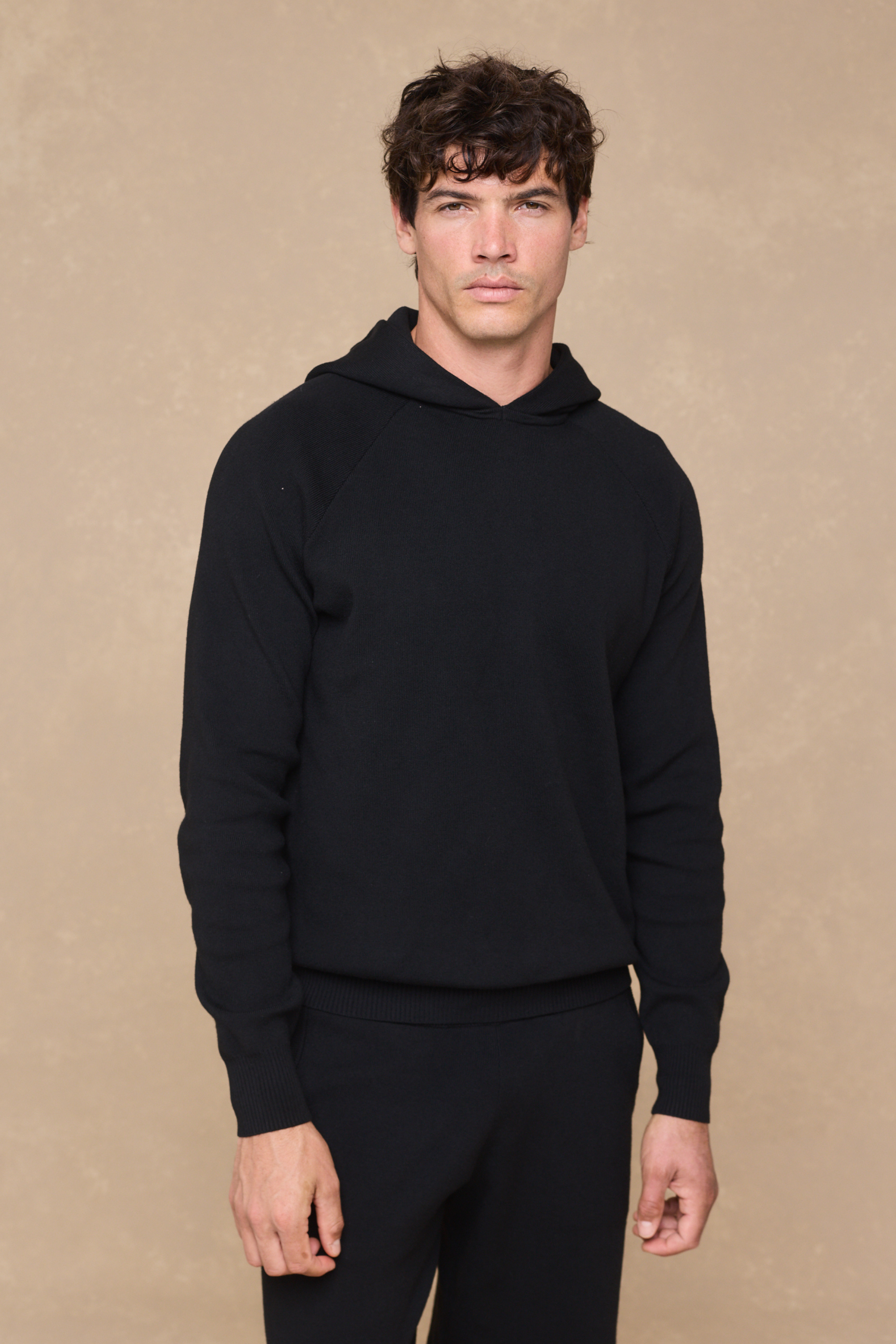 Theo Knitted Hoodie - Black