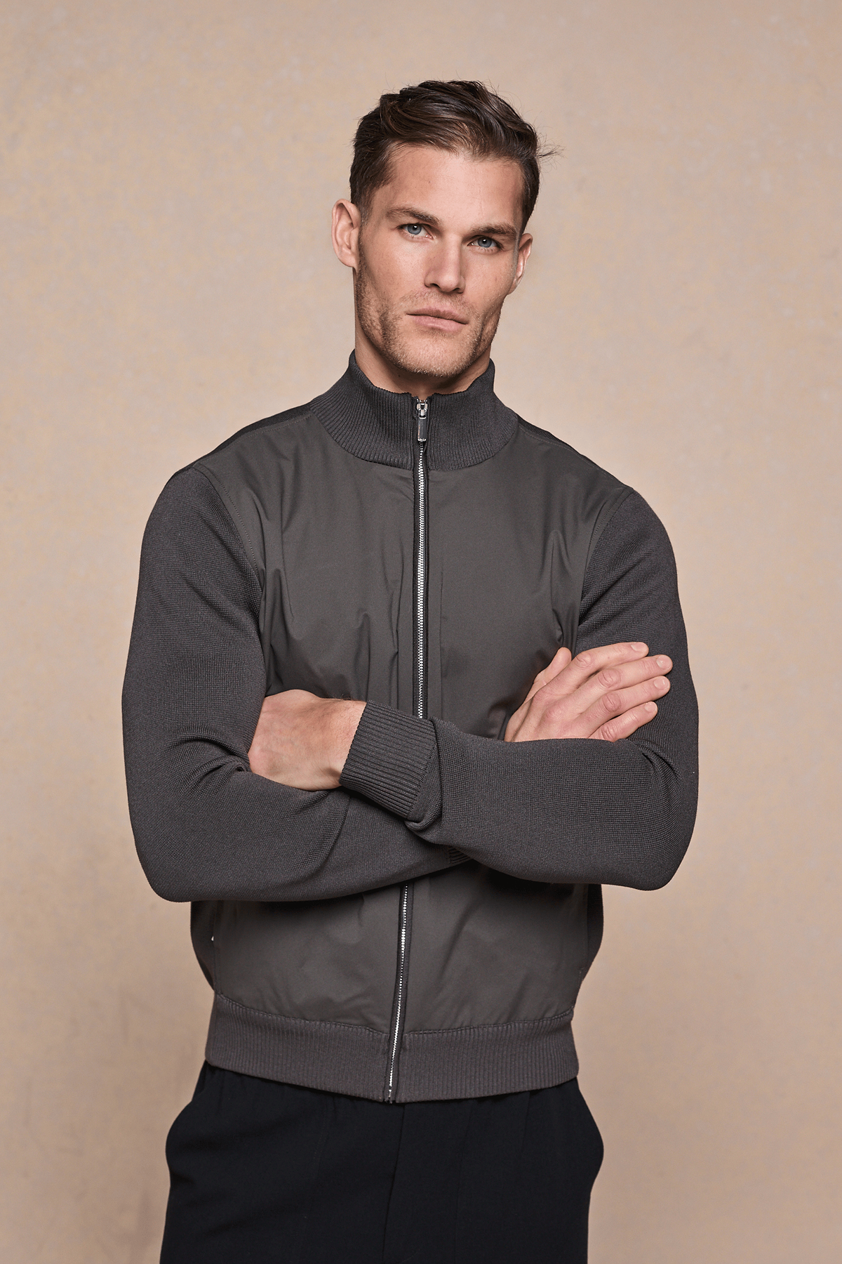 Paco Hybrid Knitted Jacket - Dark Olive