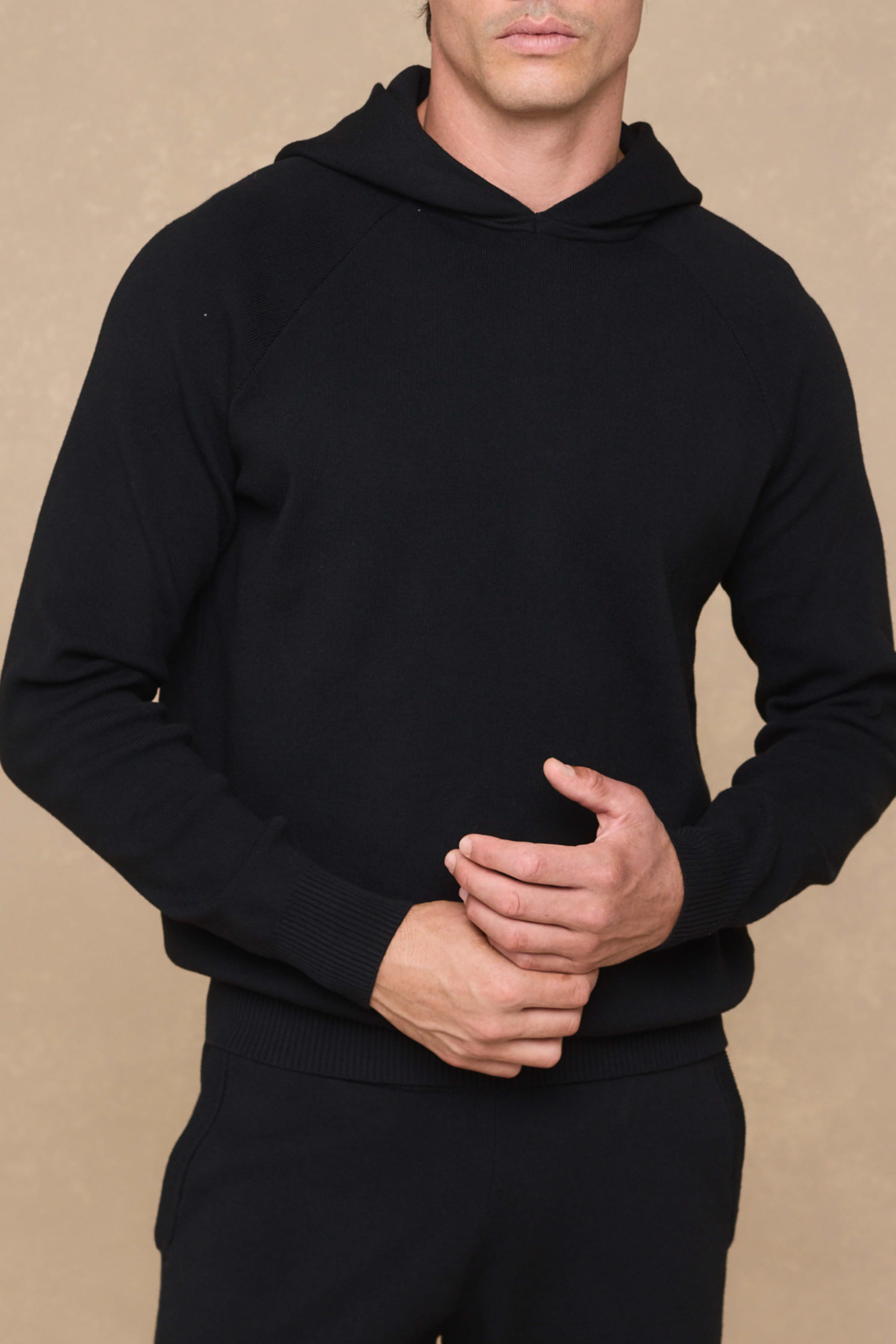 Theo Knitted Hoodie - Black