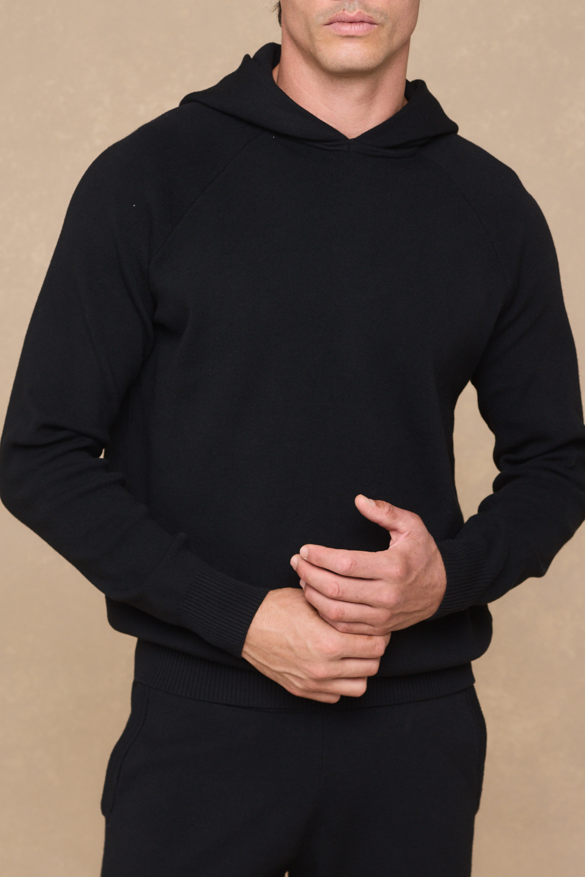 Theo Knitted Hoodie - Black