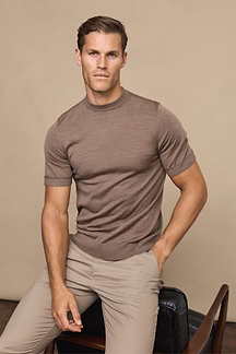 Cedric Fine Knit T-Shirt - Brown Marl
