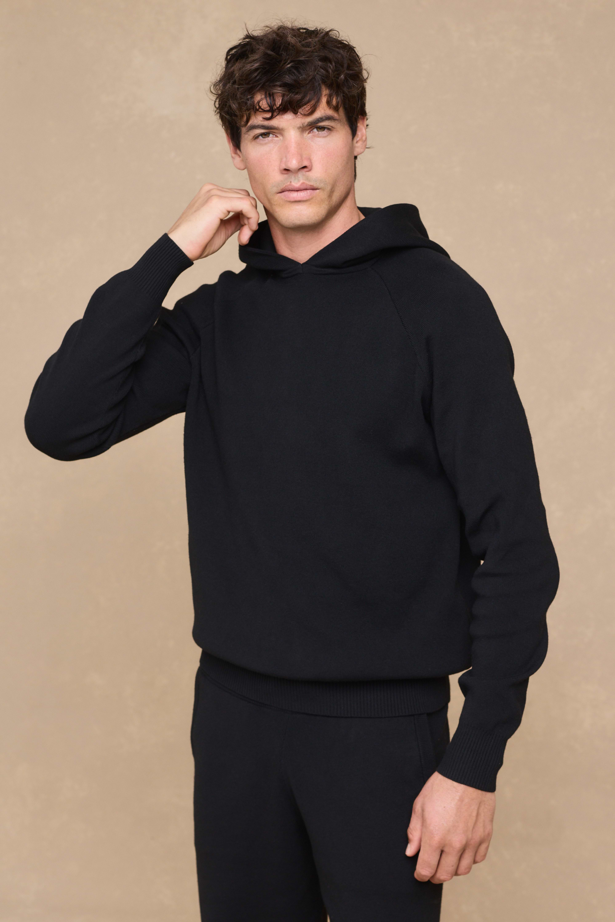 Theo Knitted Hoodie - Black