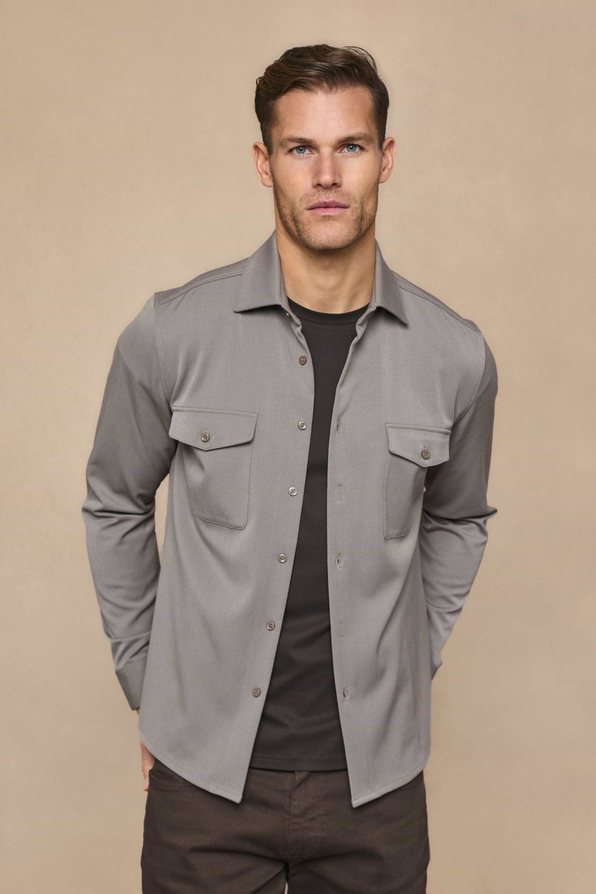 Leo Overshirt - Warm Grey