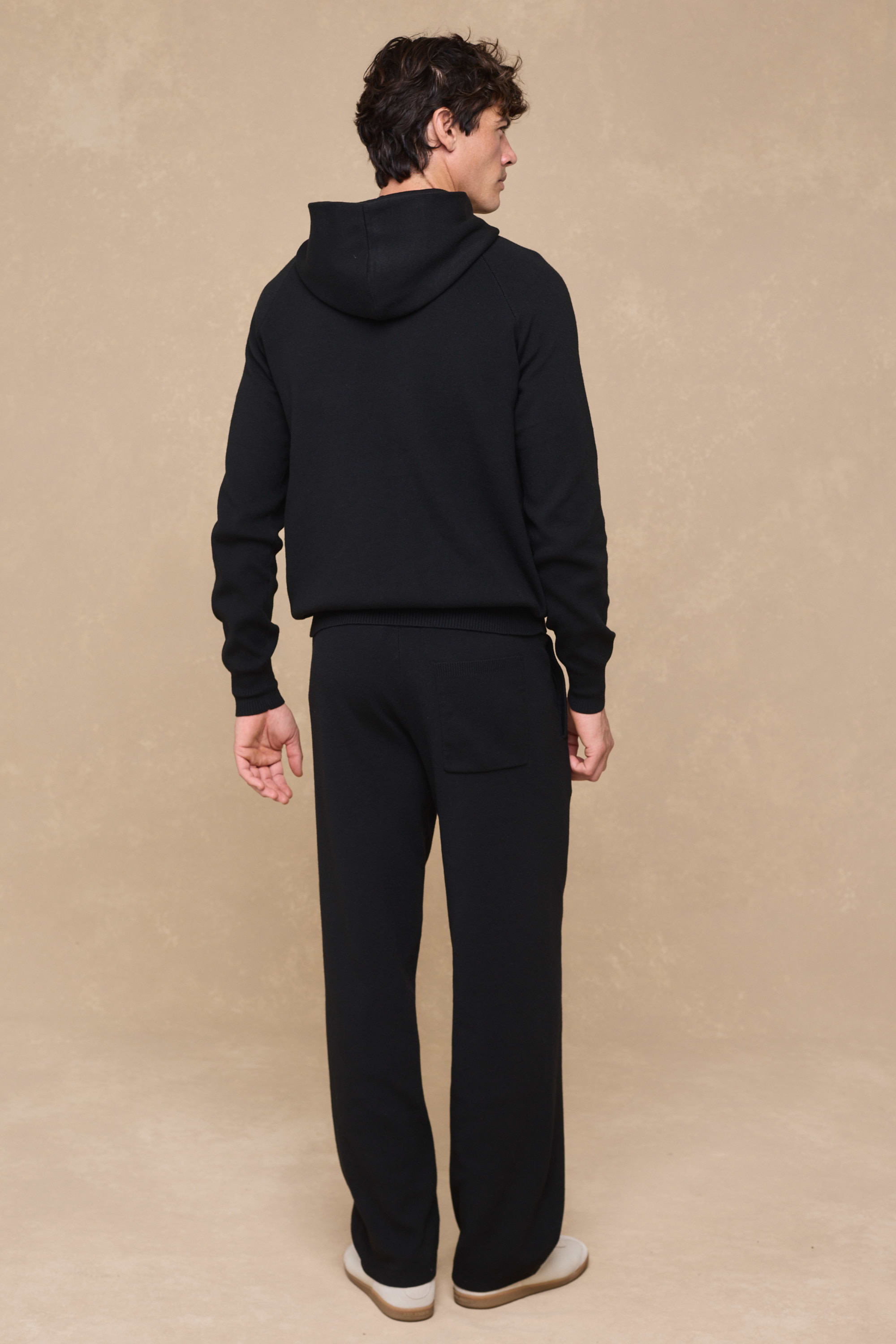 Theo Knitted Hoodie - Black