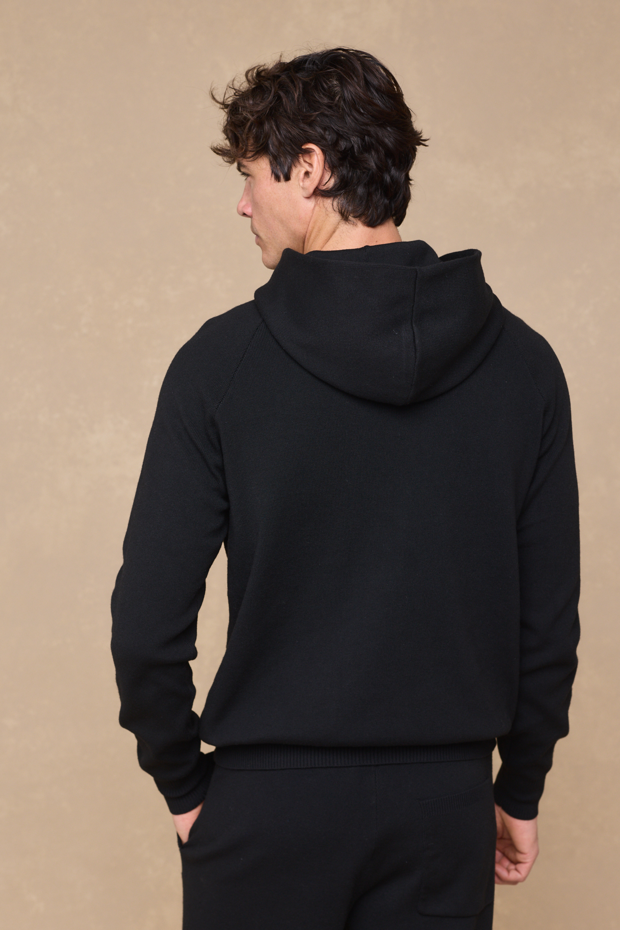 Theo Knitted Hoodie - Black