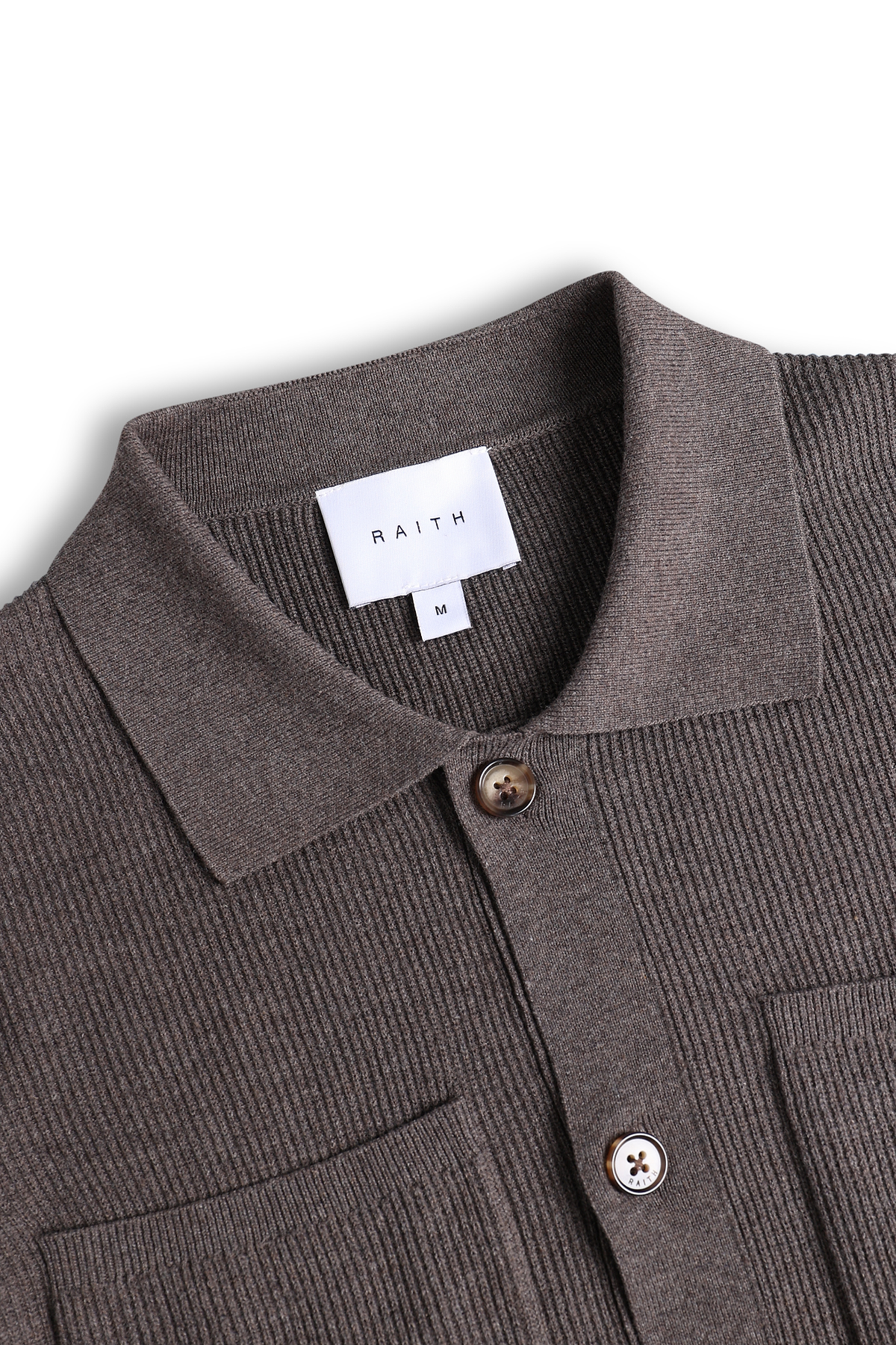 Elias Rib Top Pocket Cardigan - Light Brown Marl