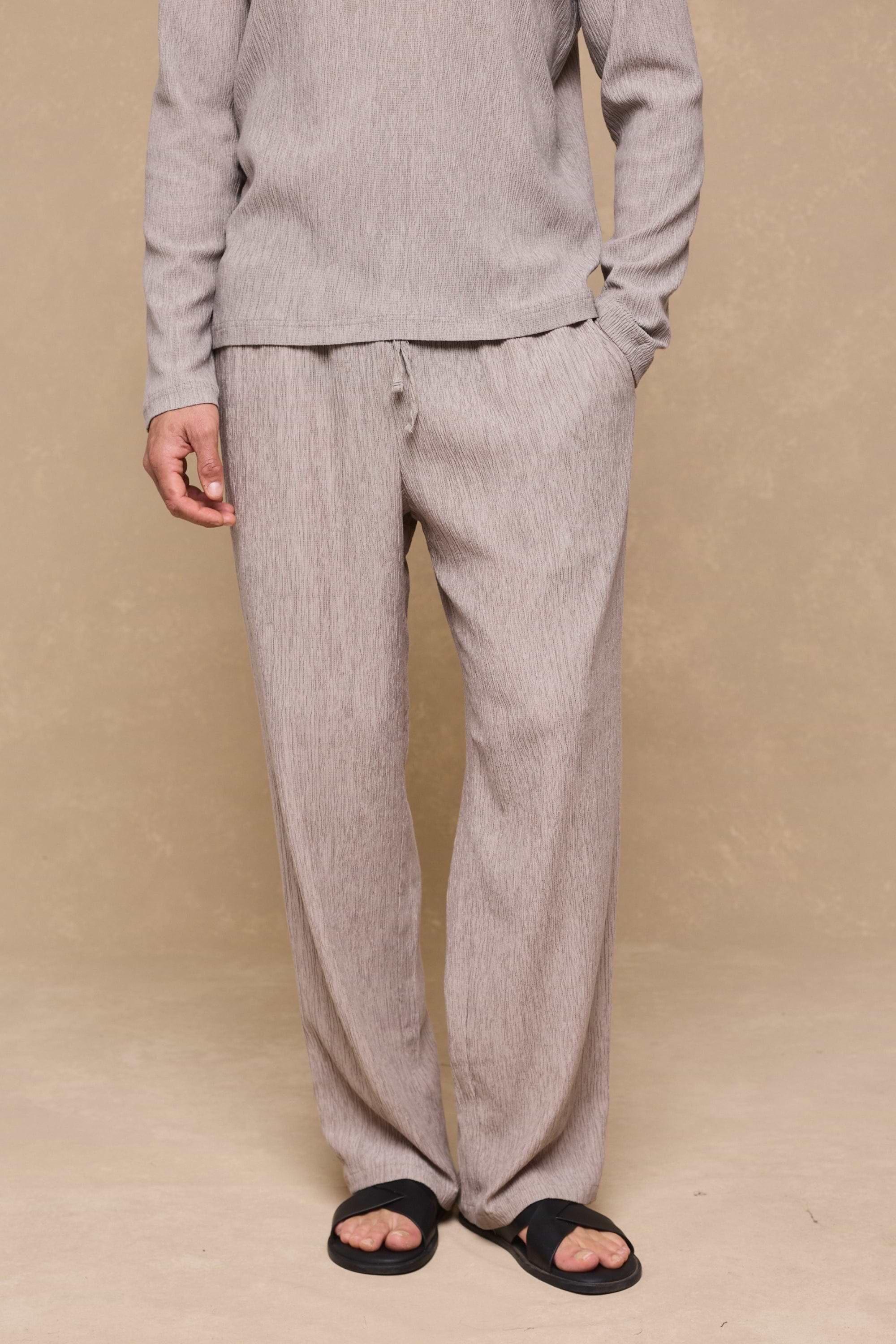 Arty Crinkled Elasticated Waistband Trouser - Mushroom