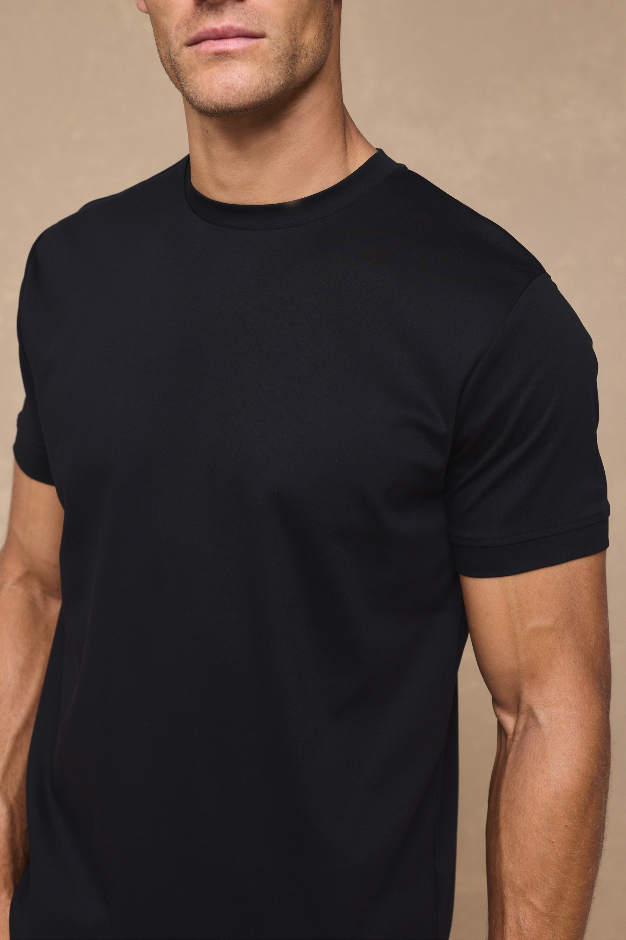 Luxuriöses, merzerisiertes T-Shirt - Schwarz 