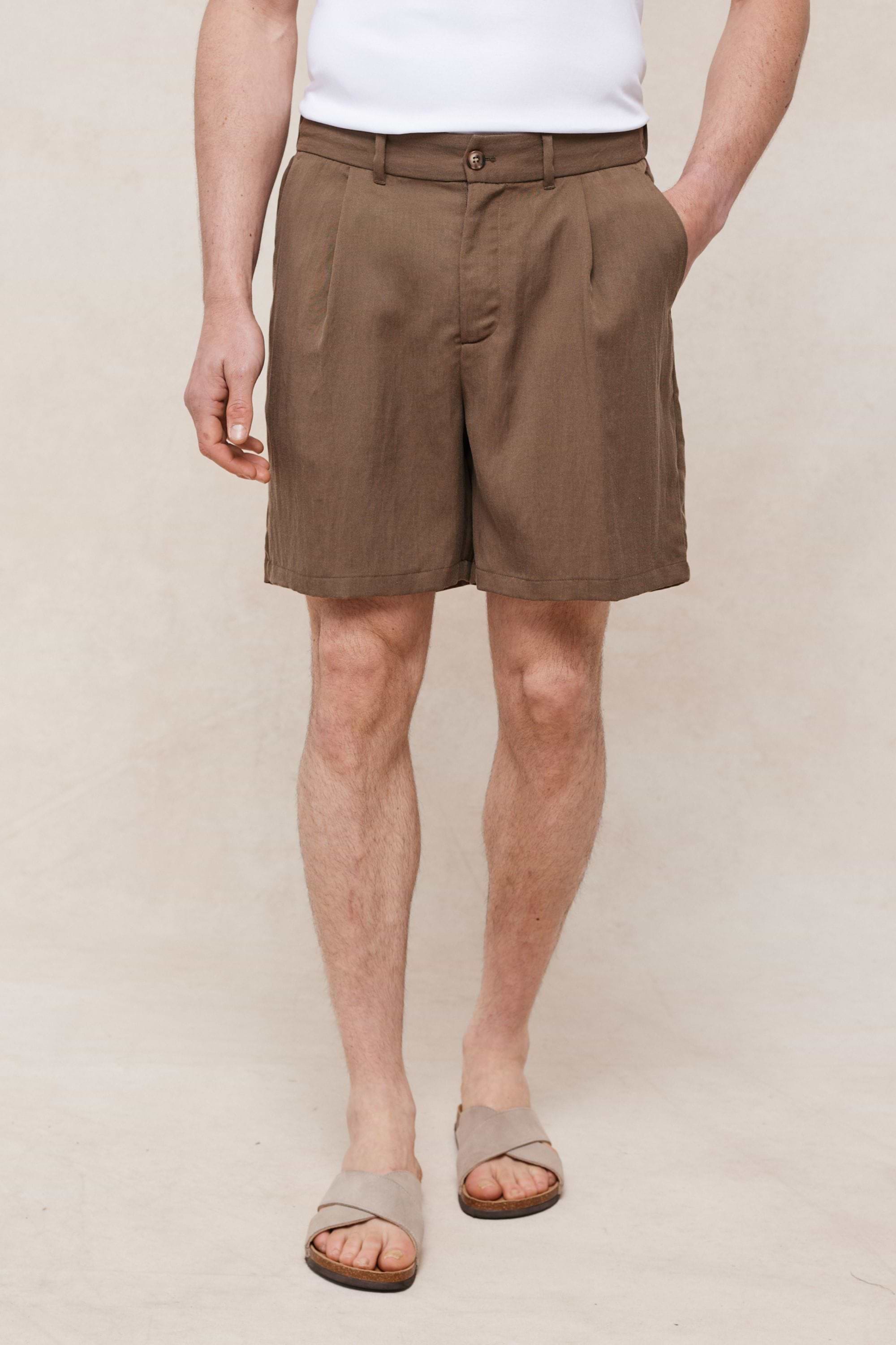Caio Fluid Twill Short - Brown