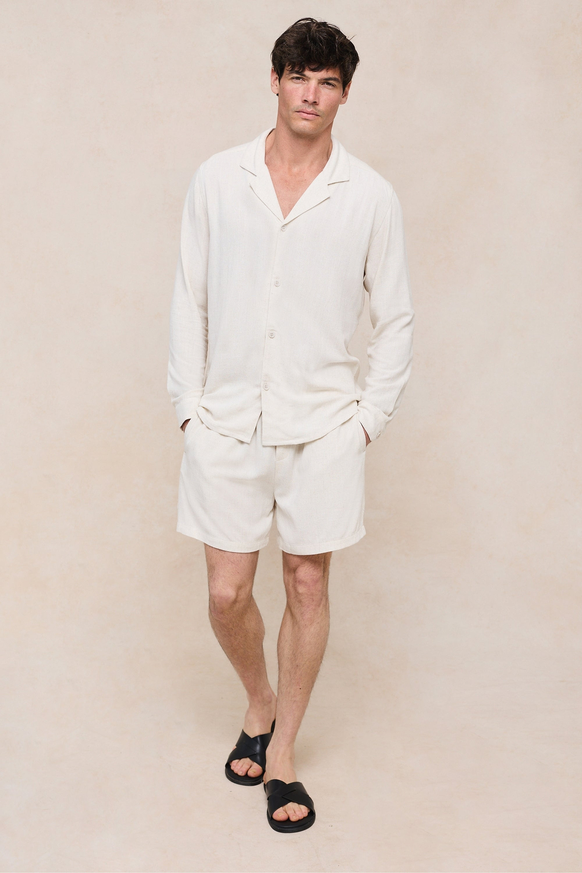 Cami-Shorts aus Leinen - Haferflocken