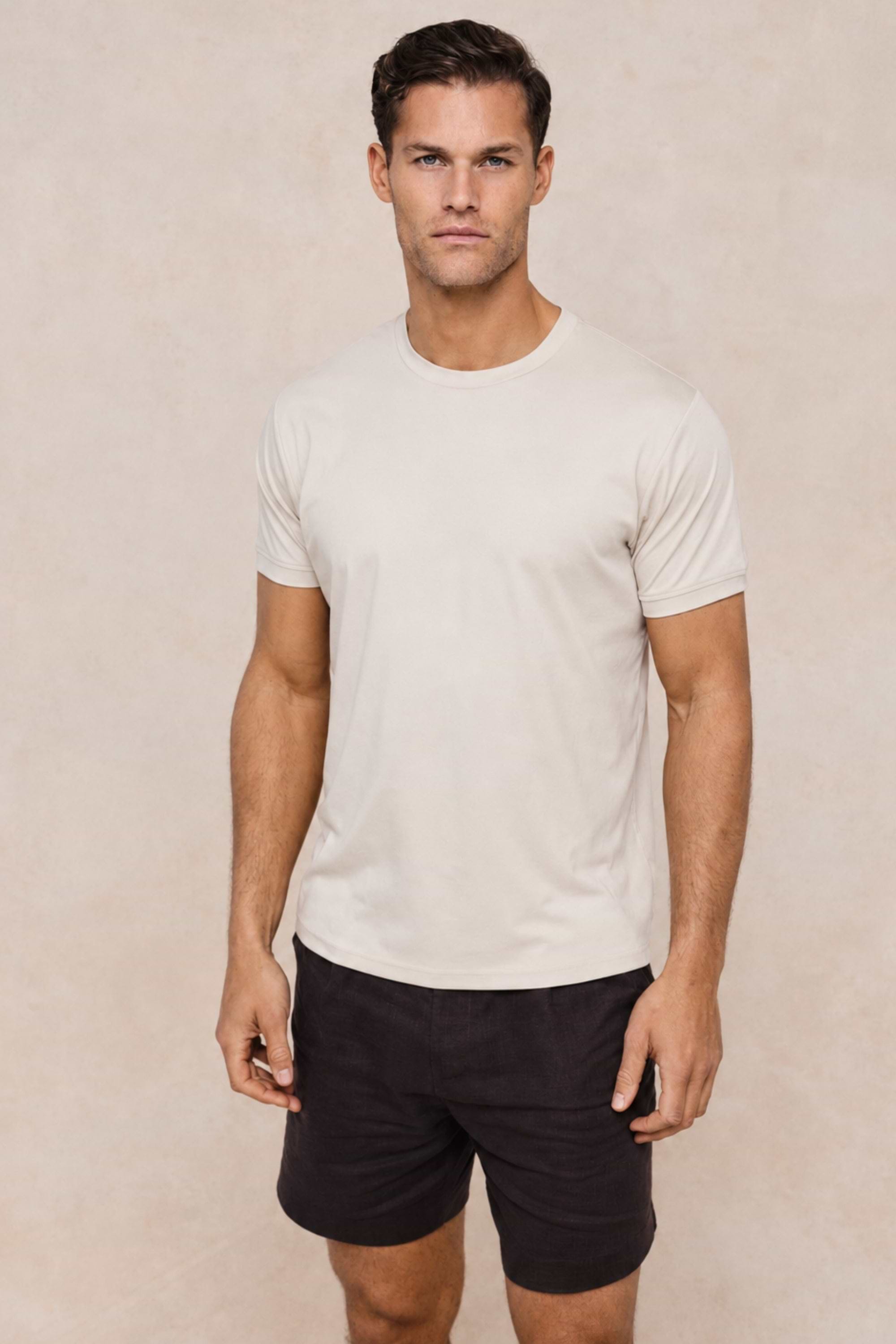 Luxe Mercerised T-Shirt - Beige
