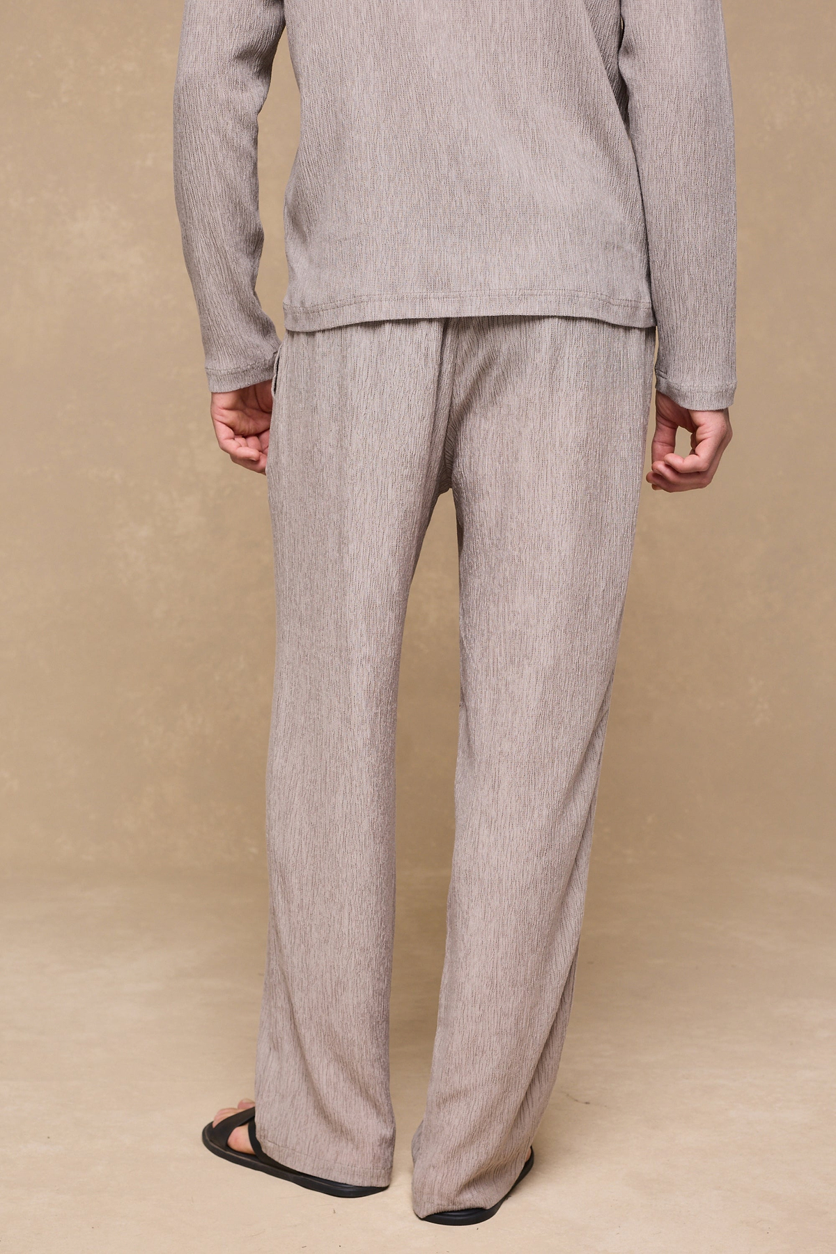 Arty Crinkled Elasticated Waistband Trouser - Mushroom