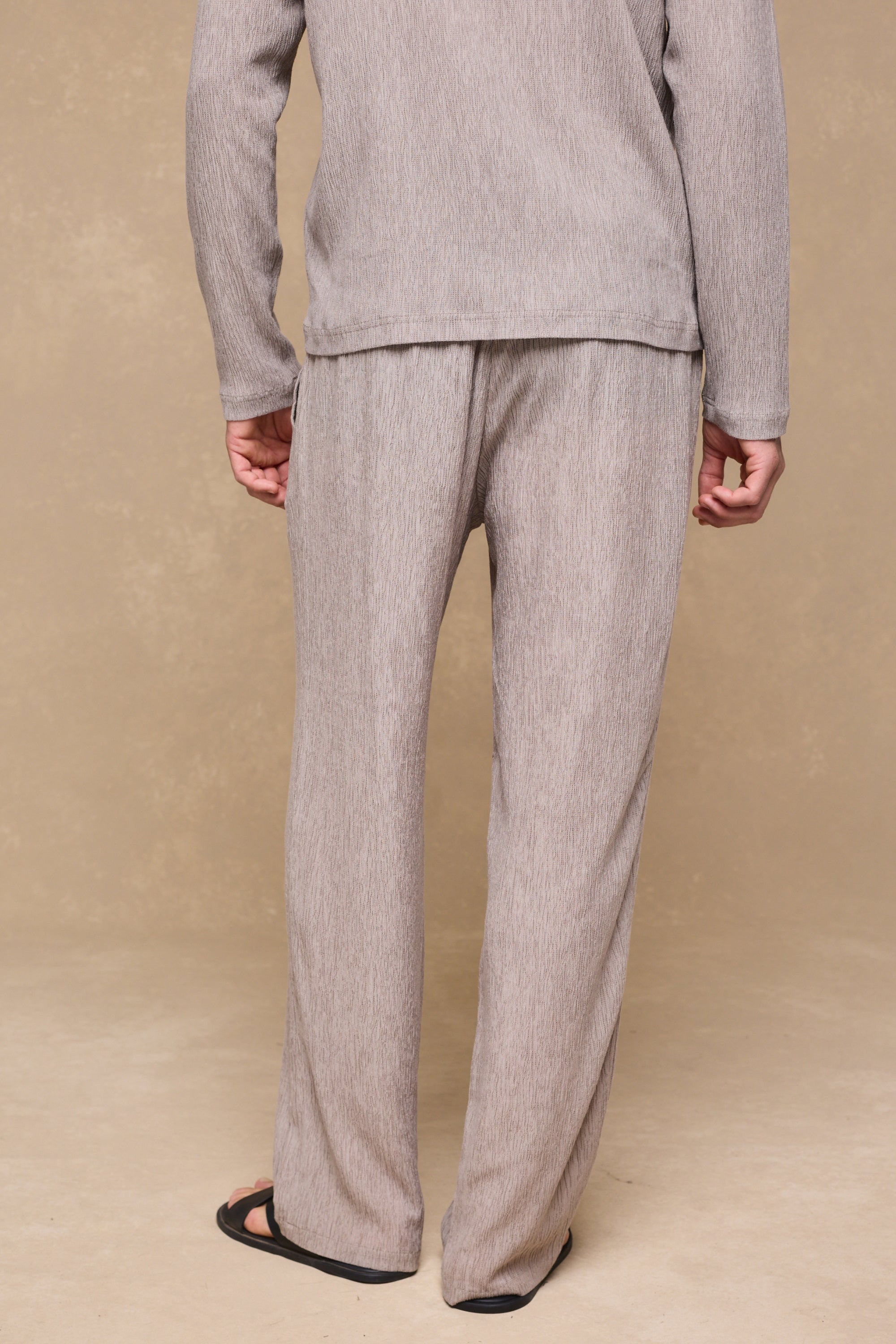 Arty Crinkled Elasticated Waistband Trouser - Mushroom