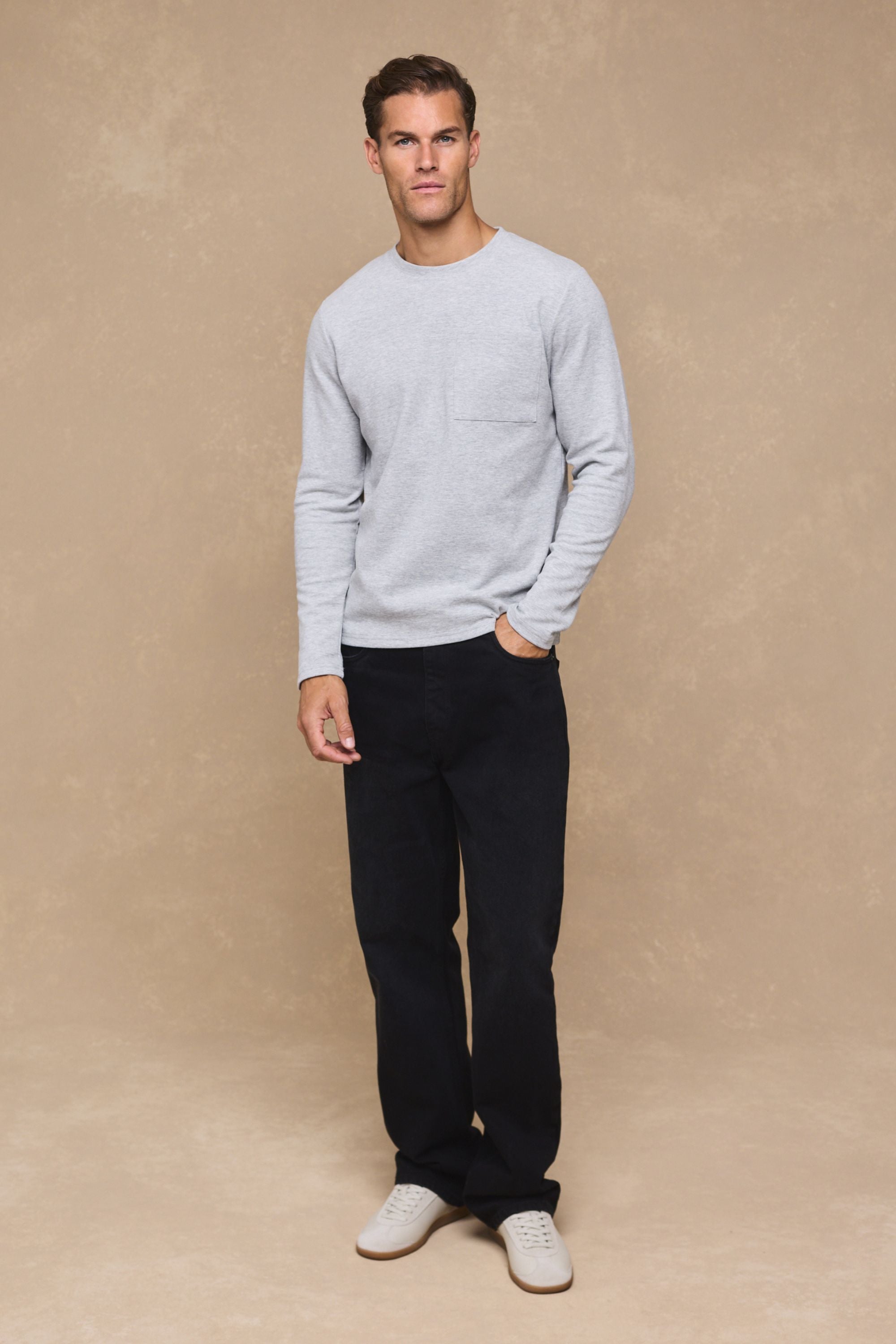 Tyler Long Sleeve Top - Grey Marl