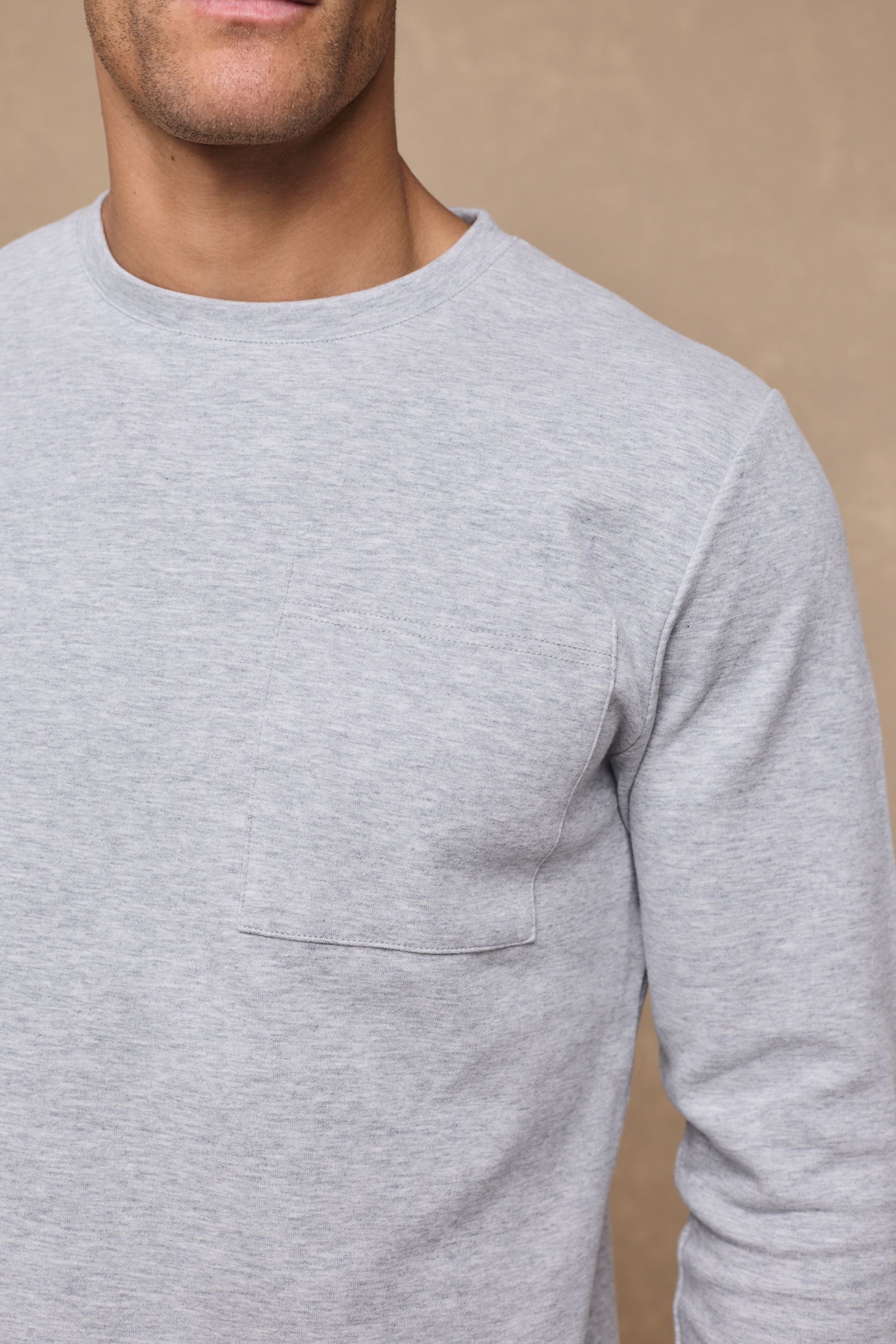 Tyler Long Sleeve Top - Grey Marl