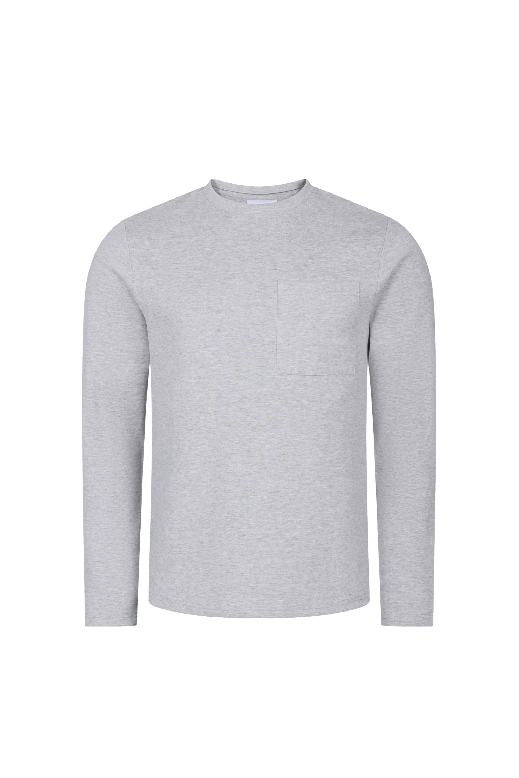 Tyler Langarm-T-Shirt mit Tasche – Steinmeliert
