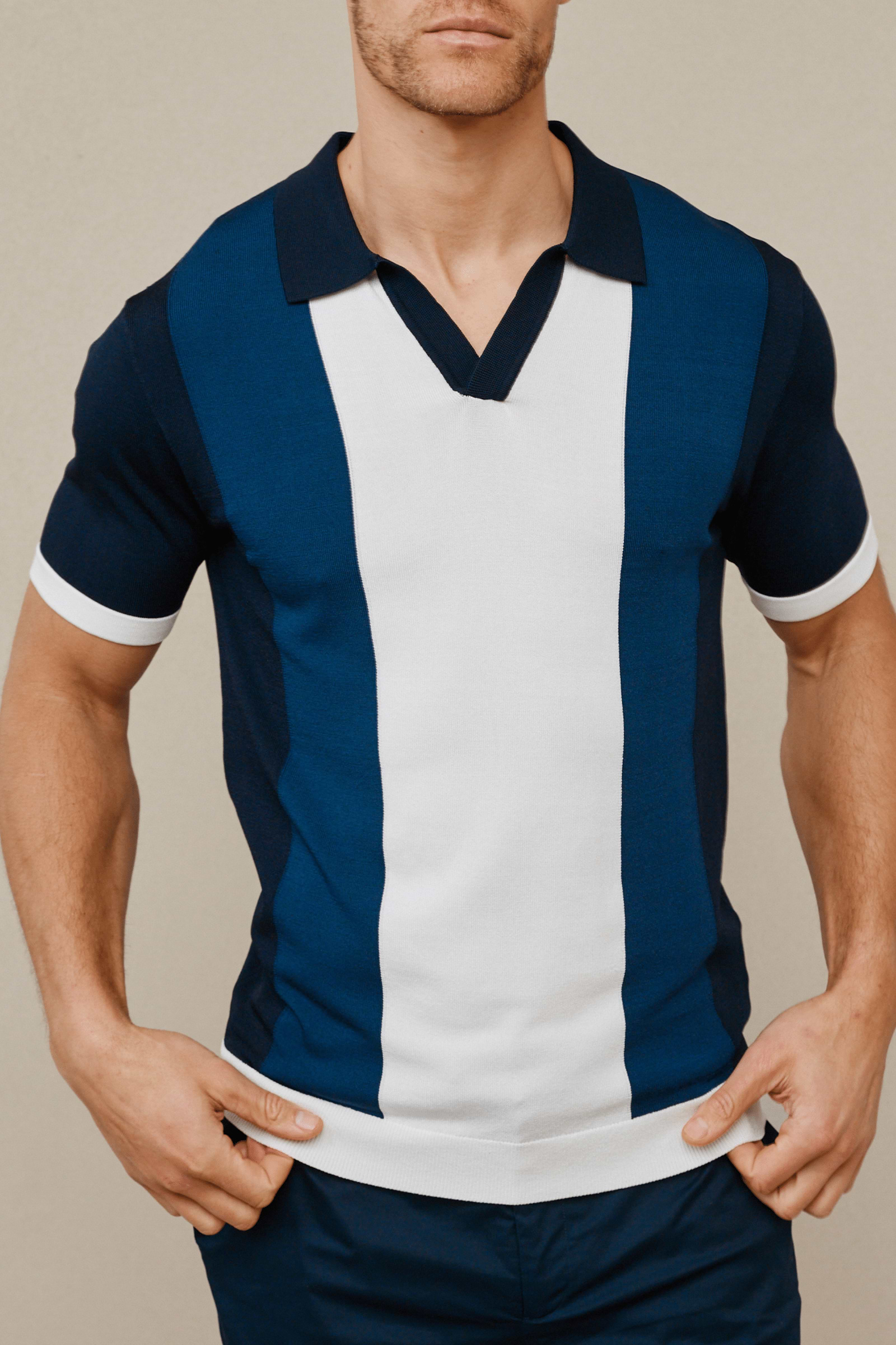 Campi Poloshirt mit Farbblockdesign – Marineblau