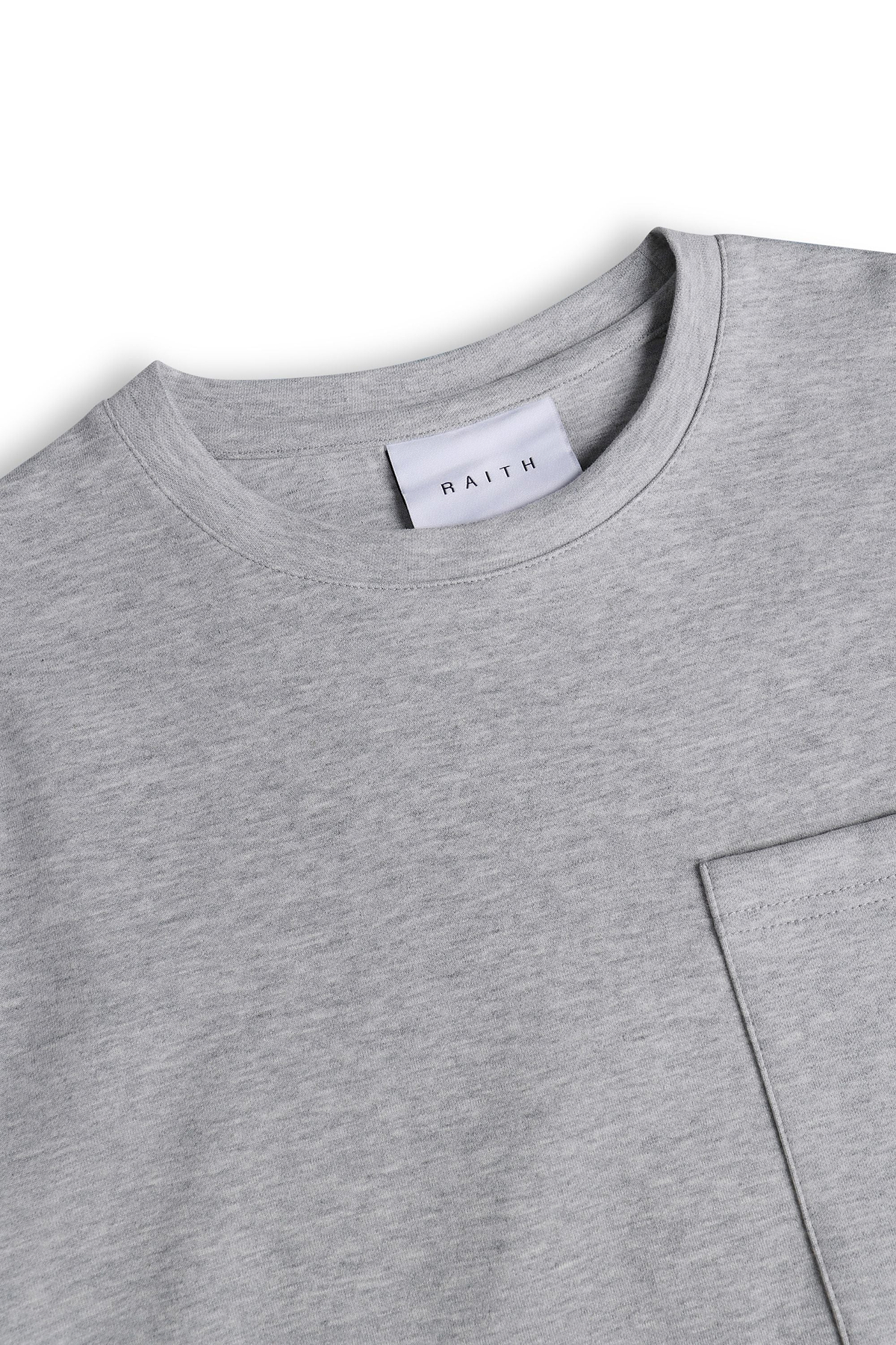 Tyler Langarm-T-Shirt mit Tasche – Graumeliert